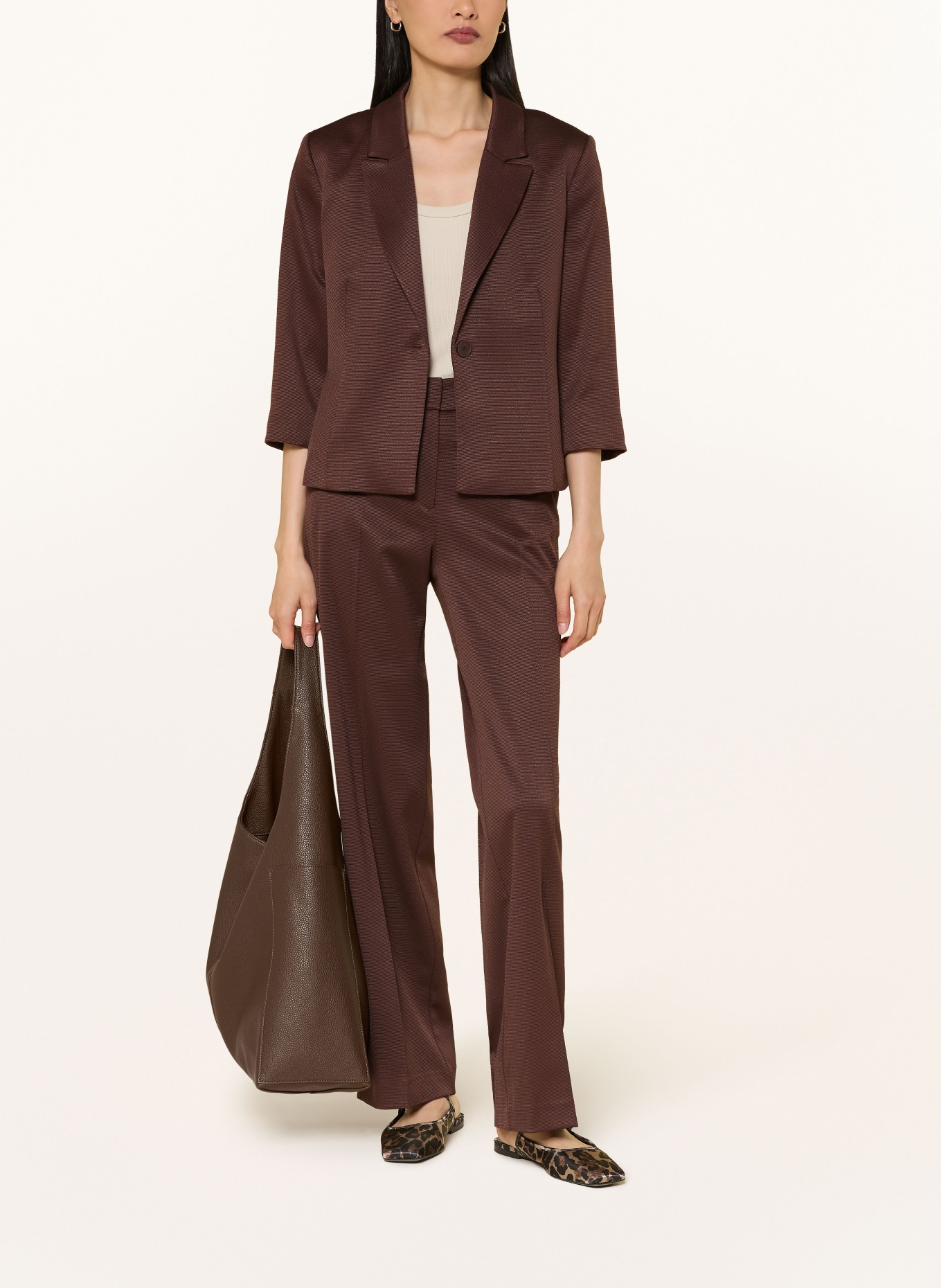 MORE & MORE Blazer with 3/4 sleeves: DARK BROWN