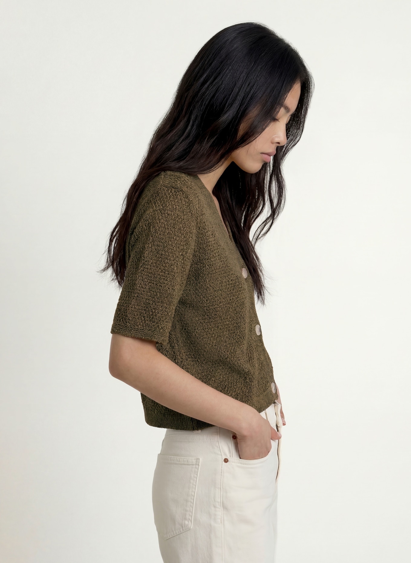 MORE & MORE Strickjacke mit 3/4-Arm: OLIV