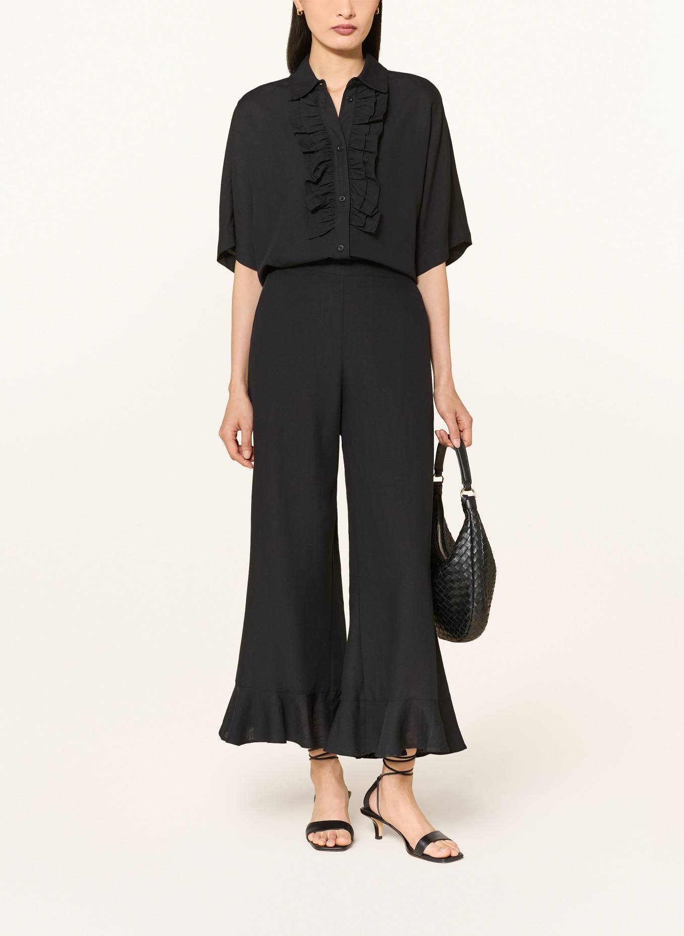 MORE & MORE Culotte mit Volants: SCHWARZ