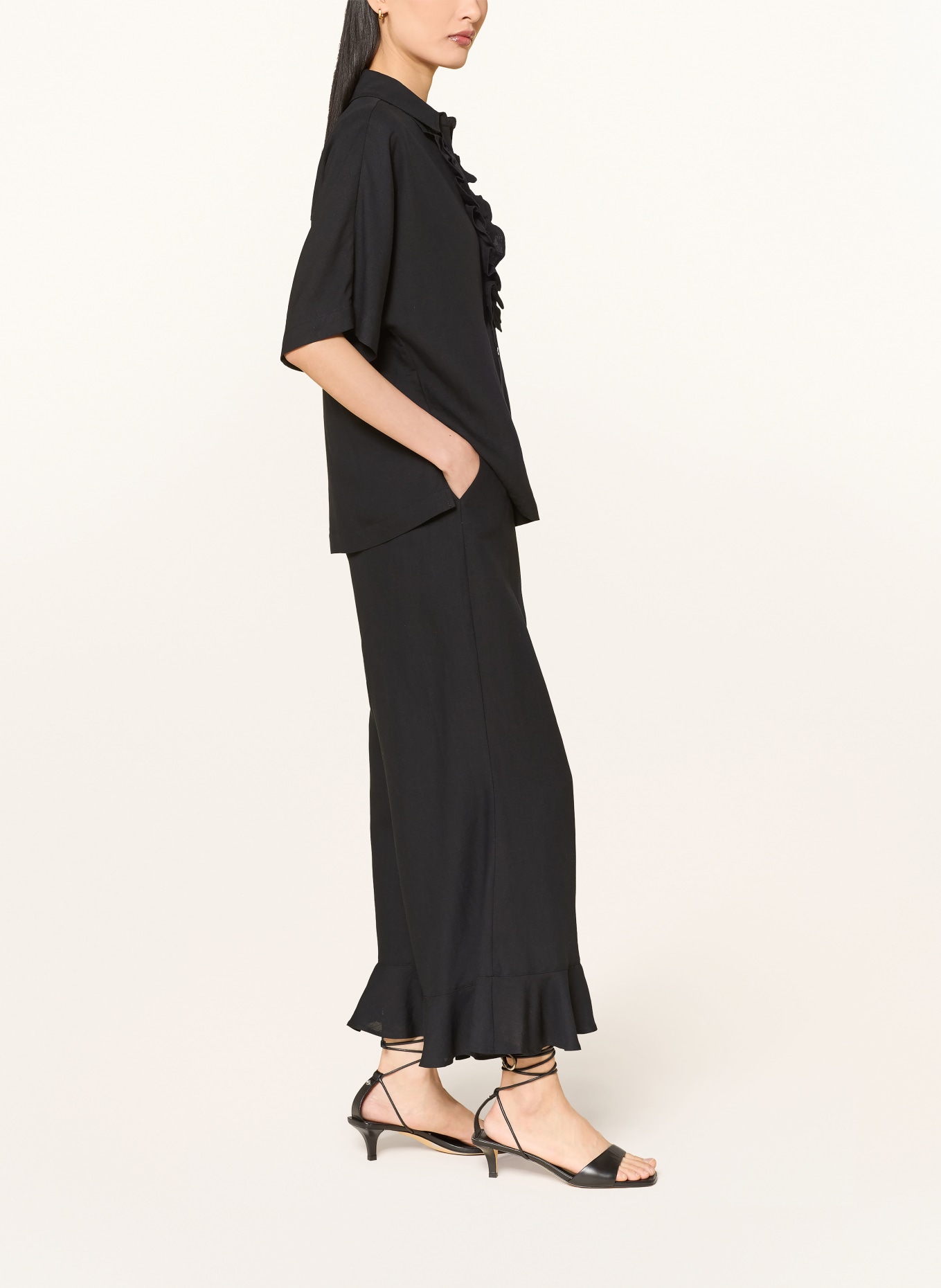MORE & MORE Culotte mit Volants: SCHWARZ