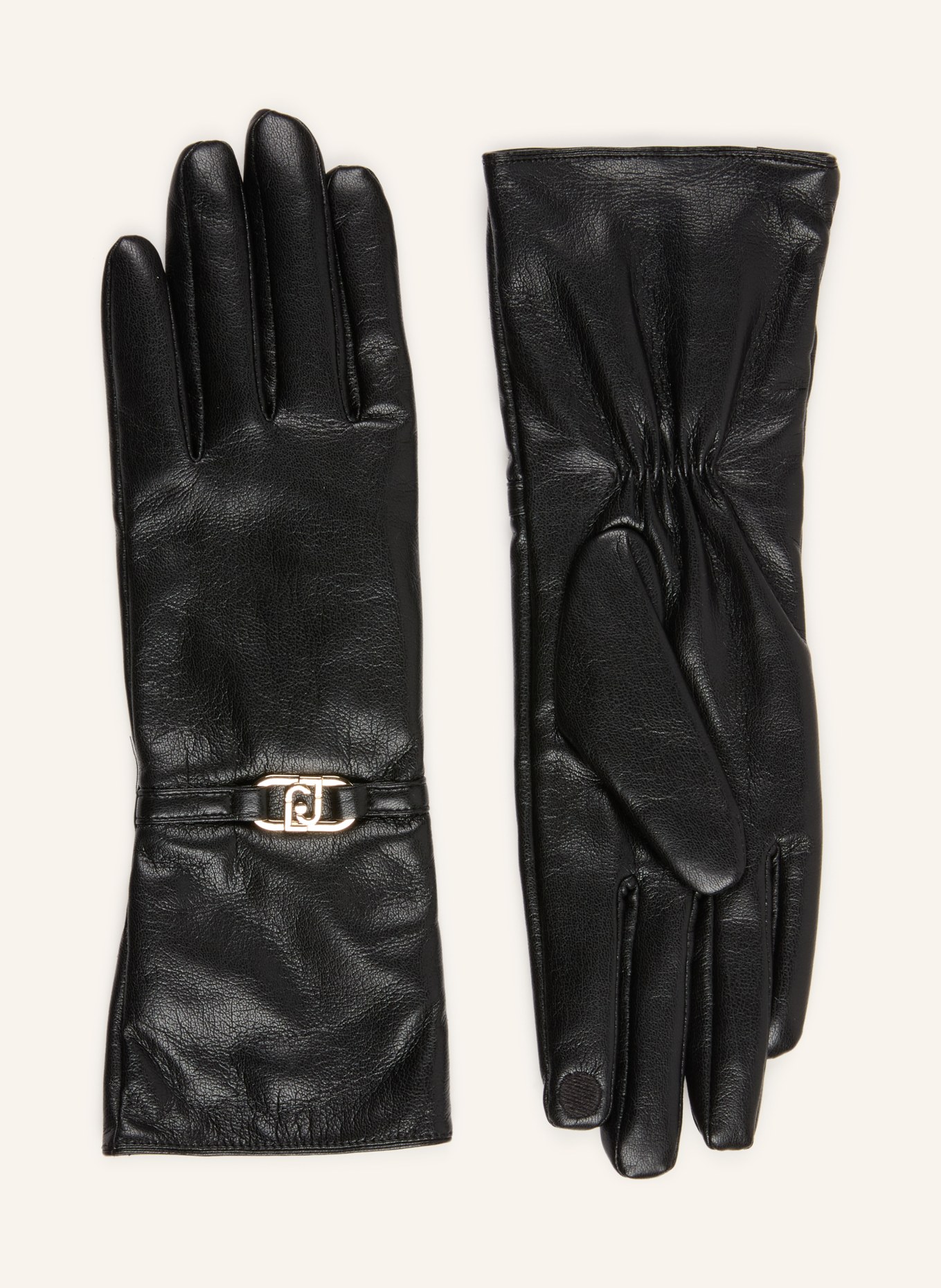LIU JO Handschoenen in leerlook: ZWART / GOUD