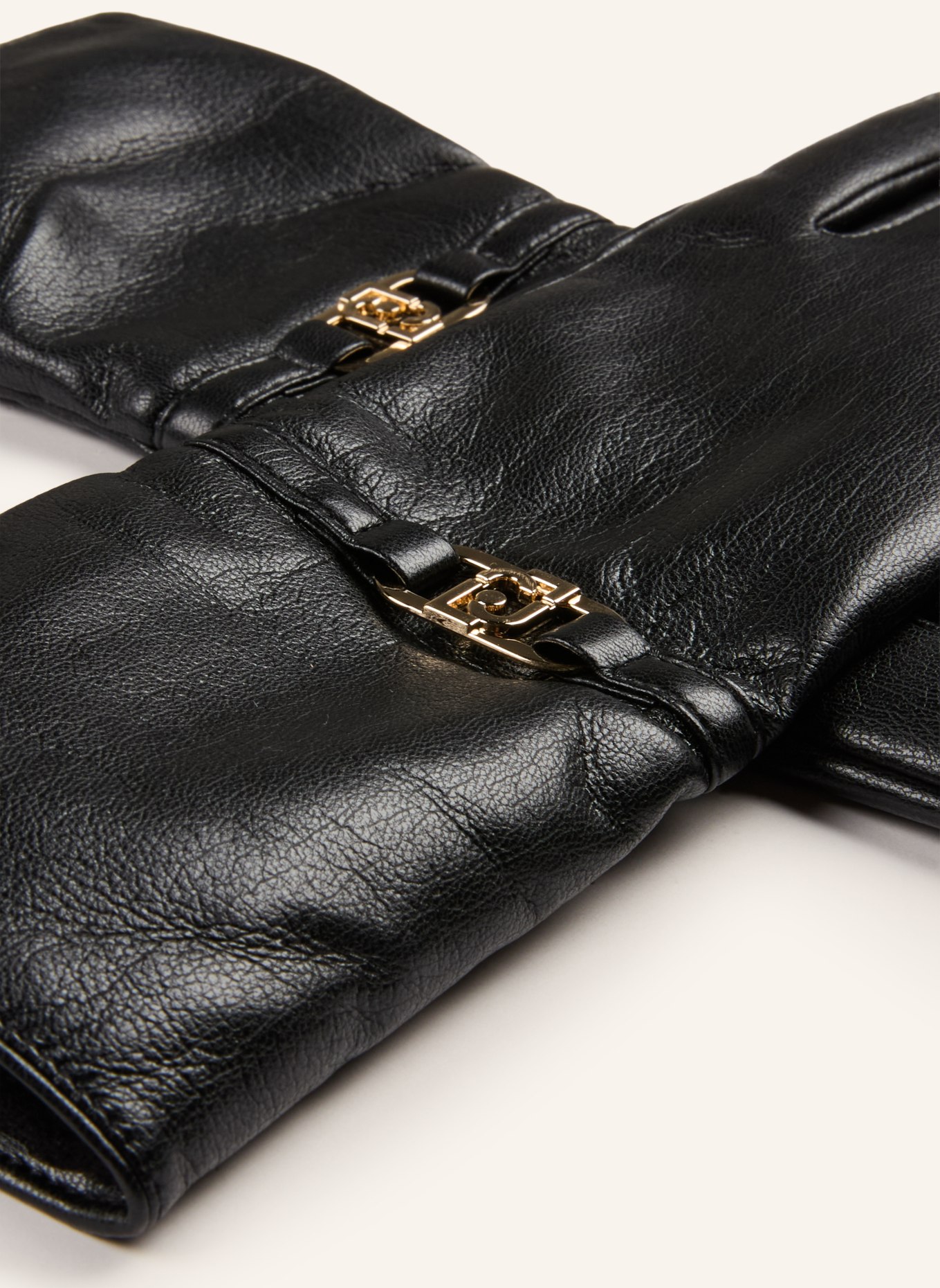 LIU JO Handschoenen in leerlook: ZWART / GOUD
