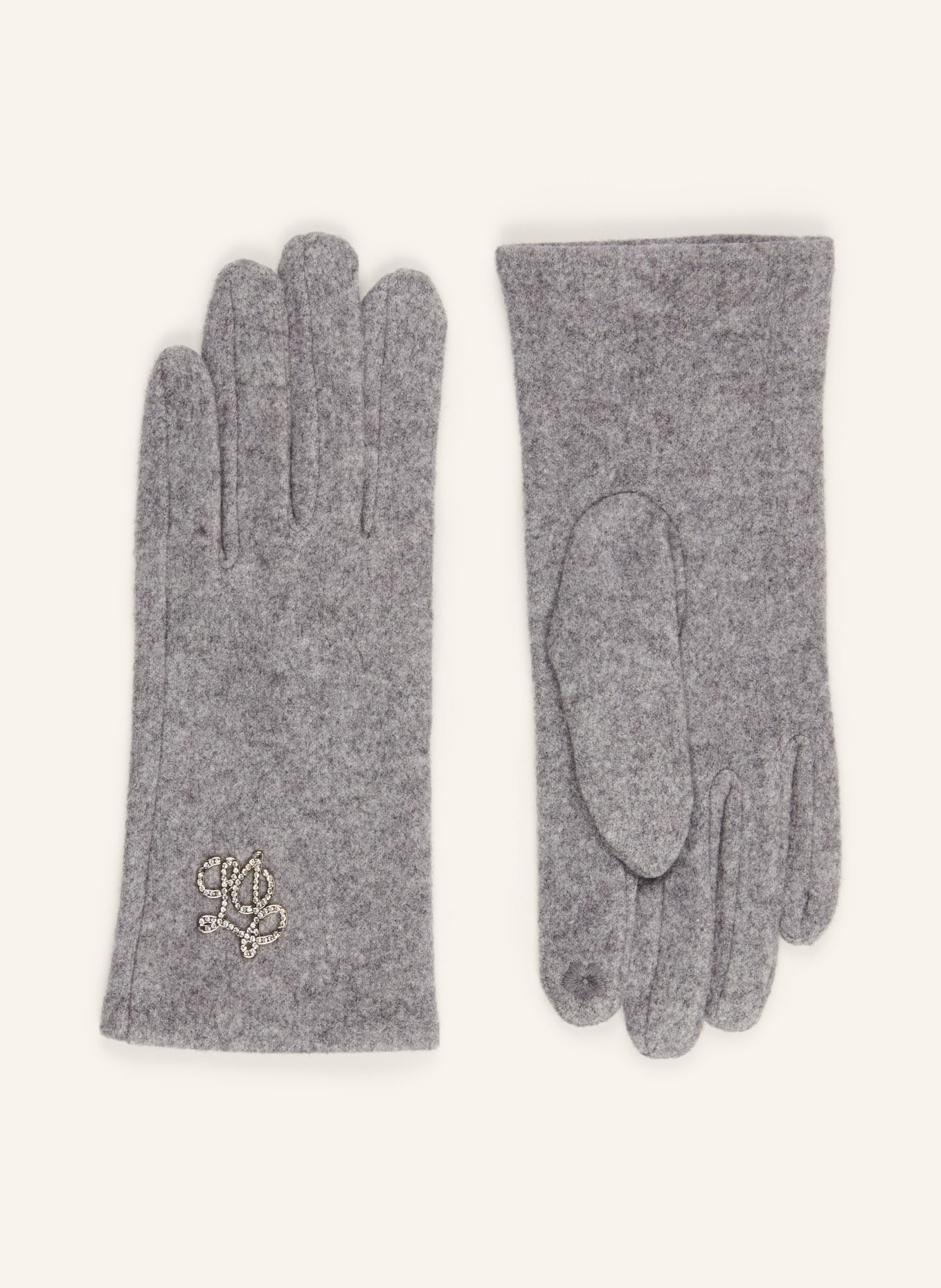 LIU JO Handschuhe mit Schmucksteinen: DUNKELGRAU / SILBER