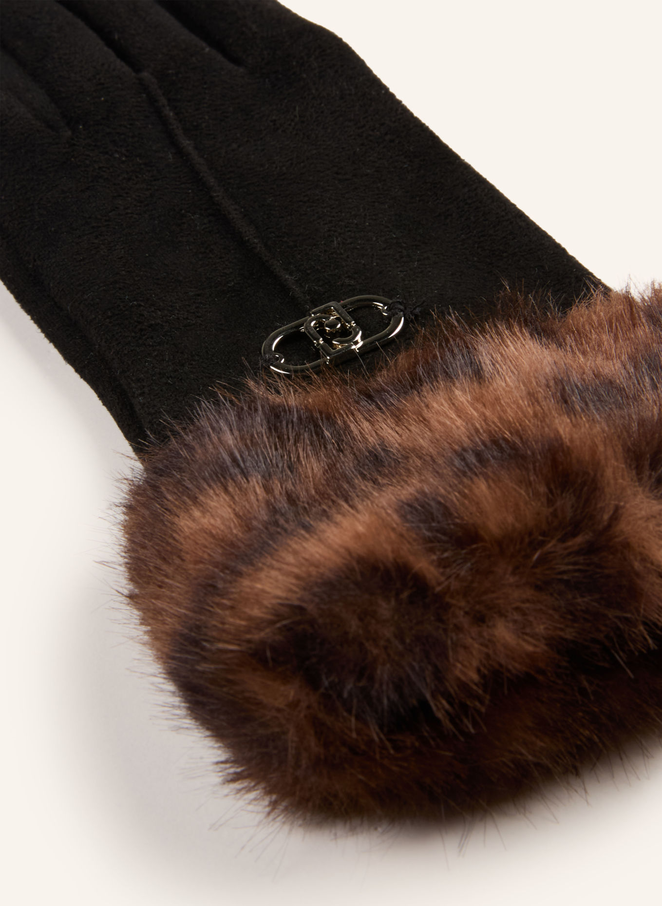 LIU JO Gloves with faux fur: BLACK / DARK BROWN / BROWN