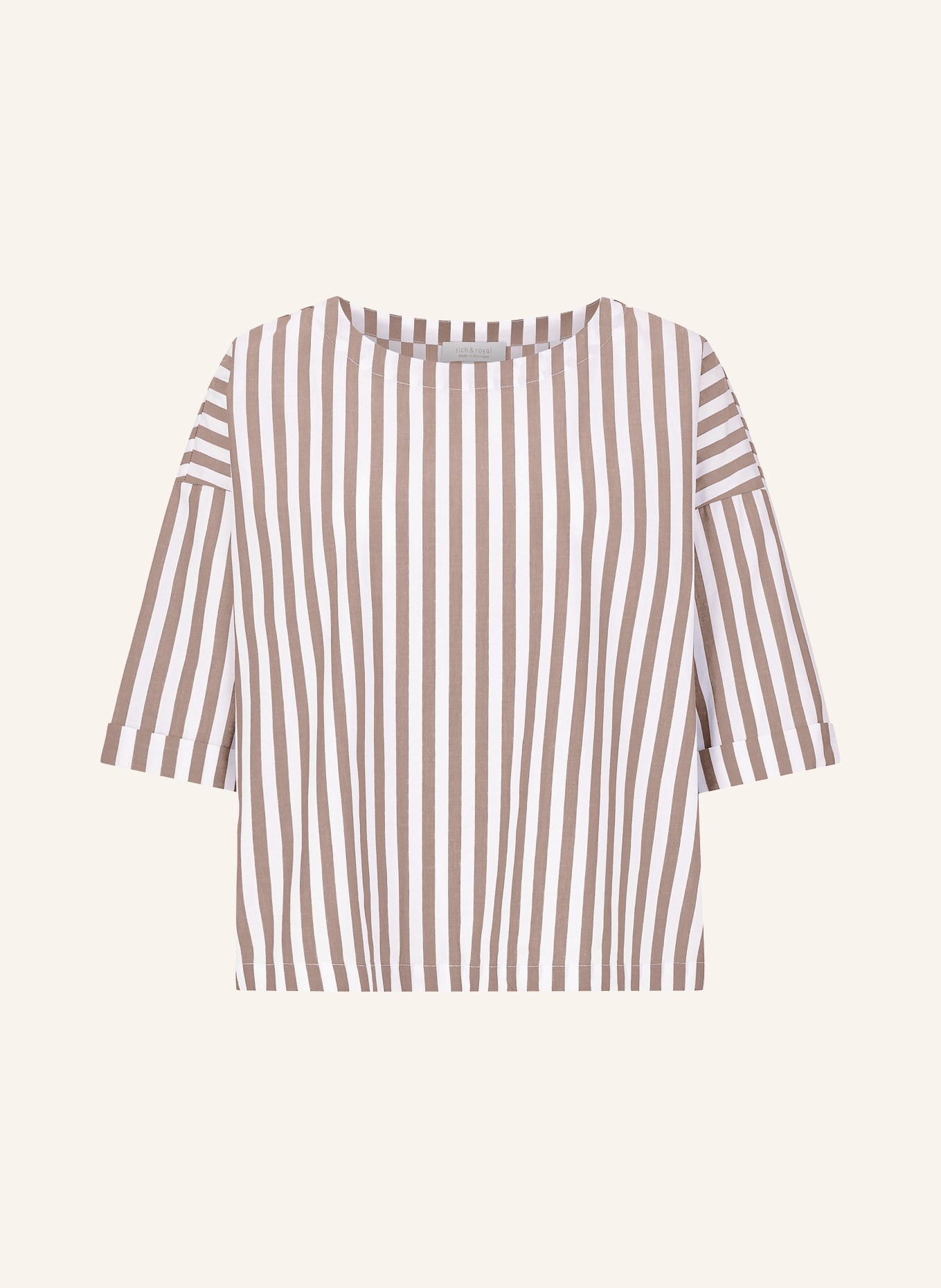 Rich & Royal Blouse: TAUPE / WHITE