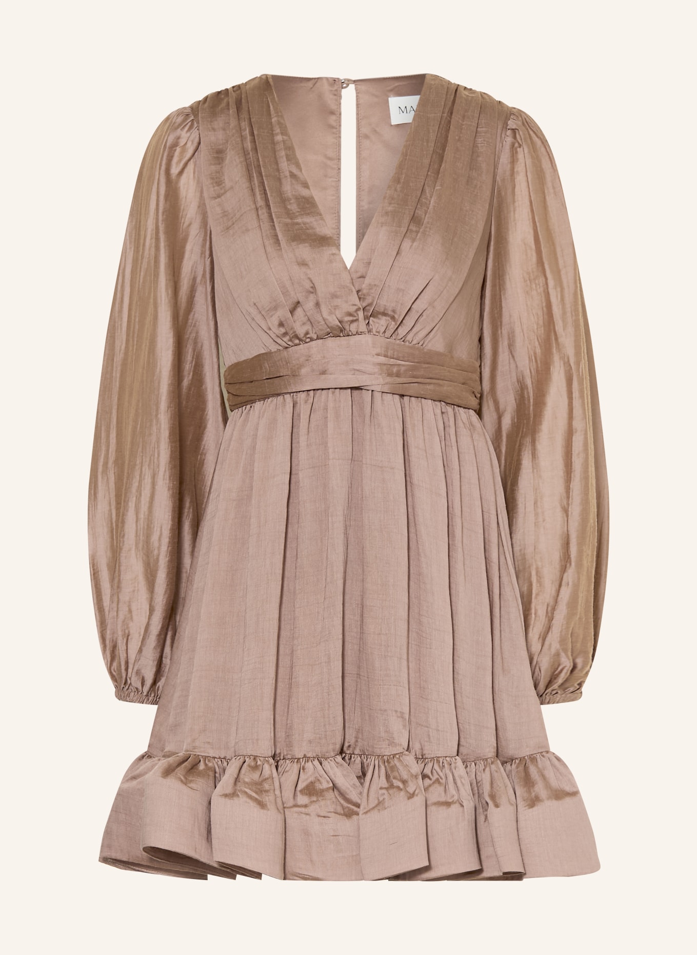MALINA Robe de cocktail JADIE à volants: TAUPE