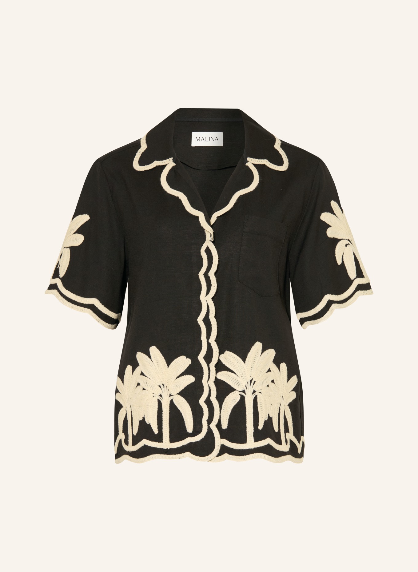 MALINA Bluzka z lnu: CZARNY / BEŻOWY
