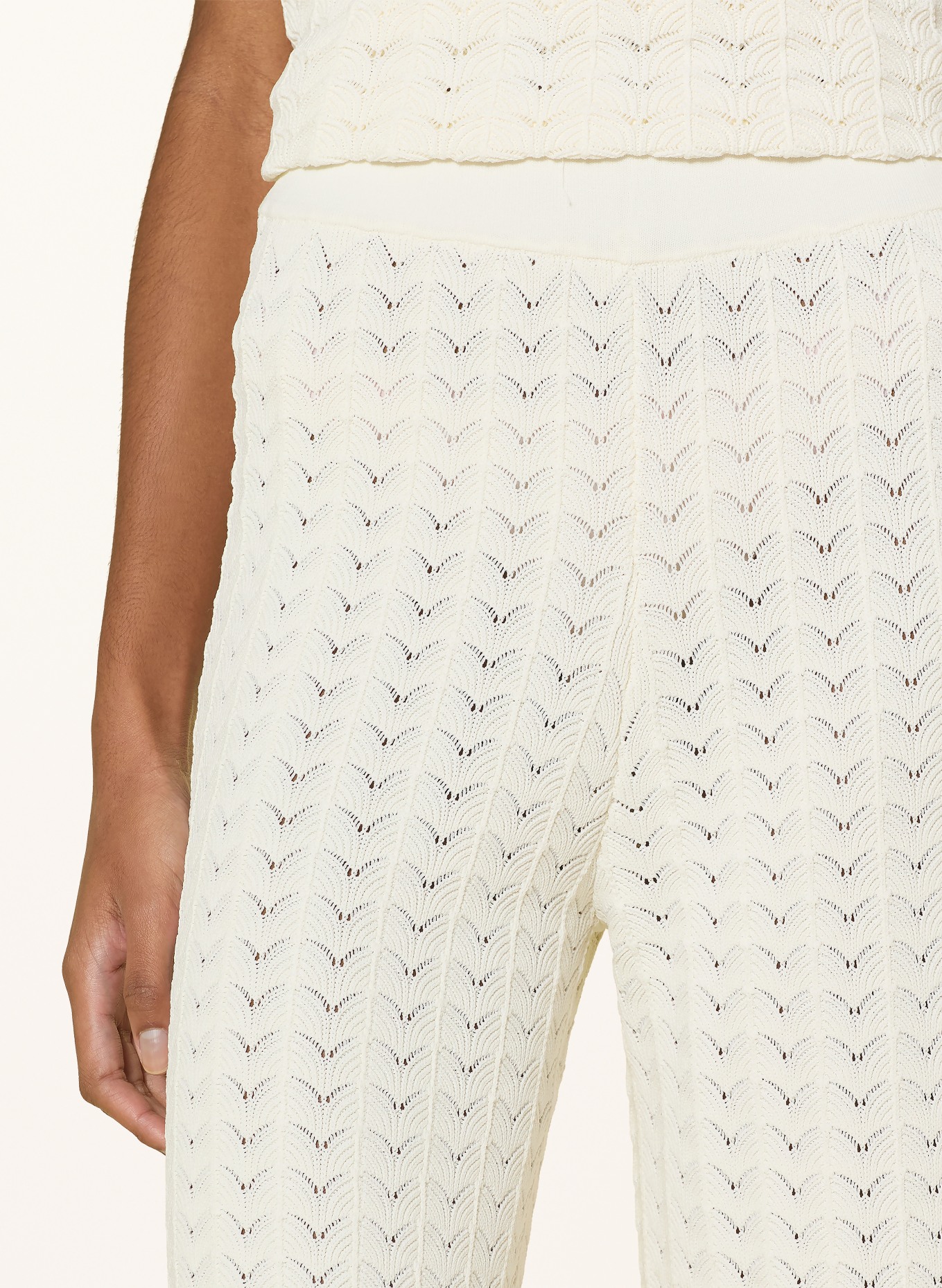 MALINA Pantalon 7/8 en maille ALYCIA: CRÈME