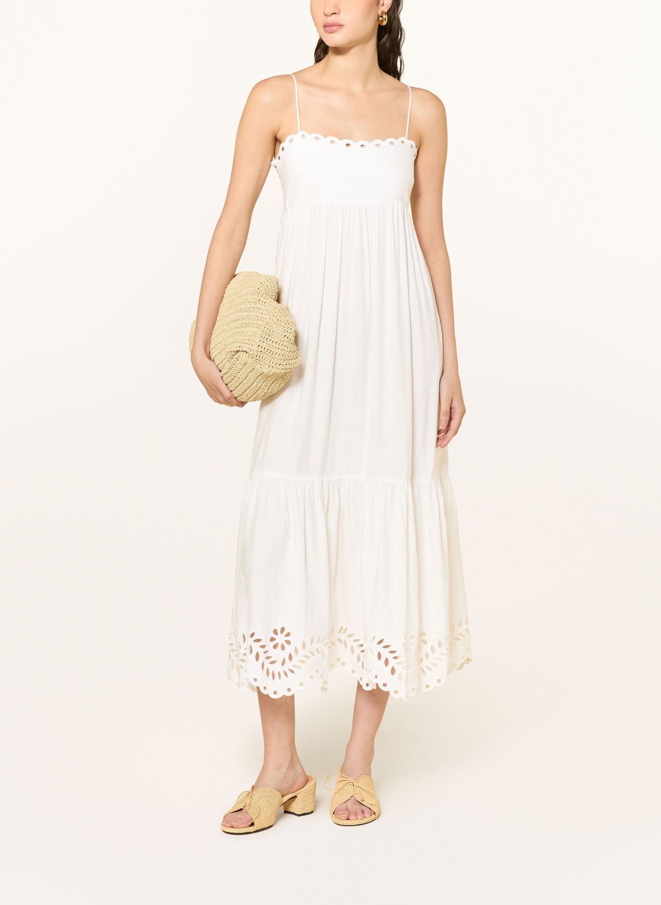 MALINA VILDA dress made of eyelet lace with linen: WHITE