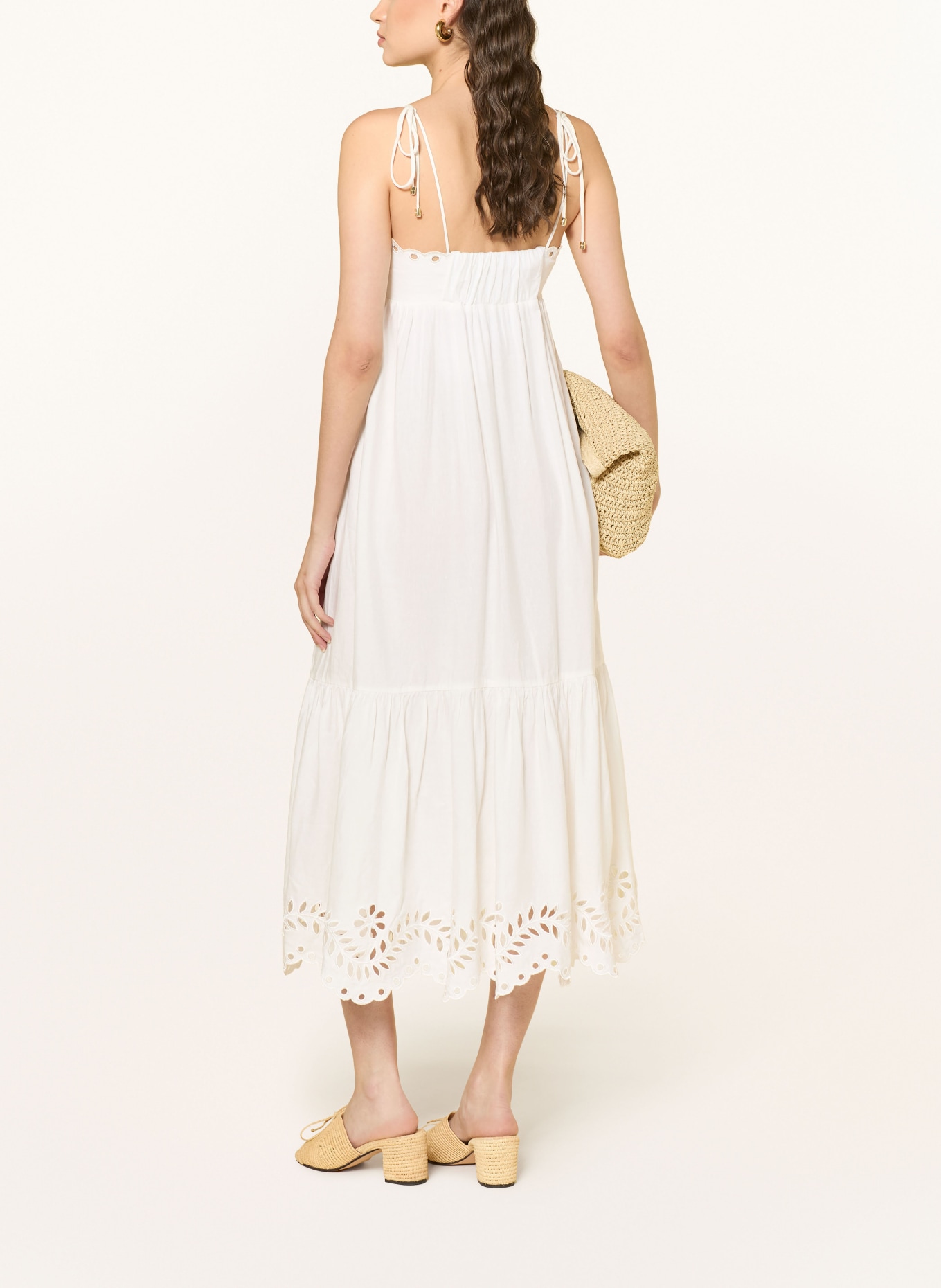MALINA VILDA dress made of eyelet lace with linen: WHITE