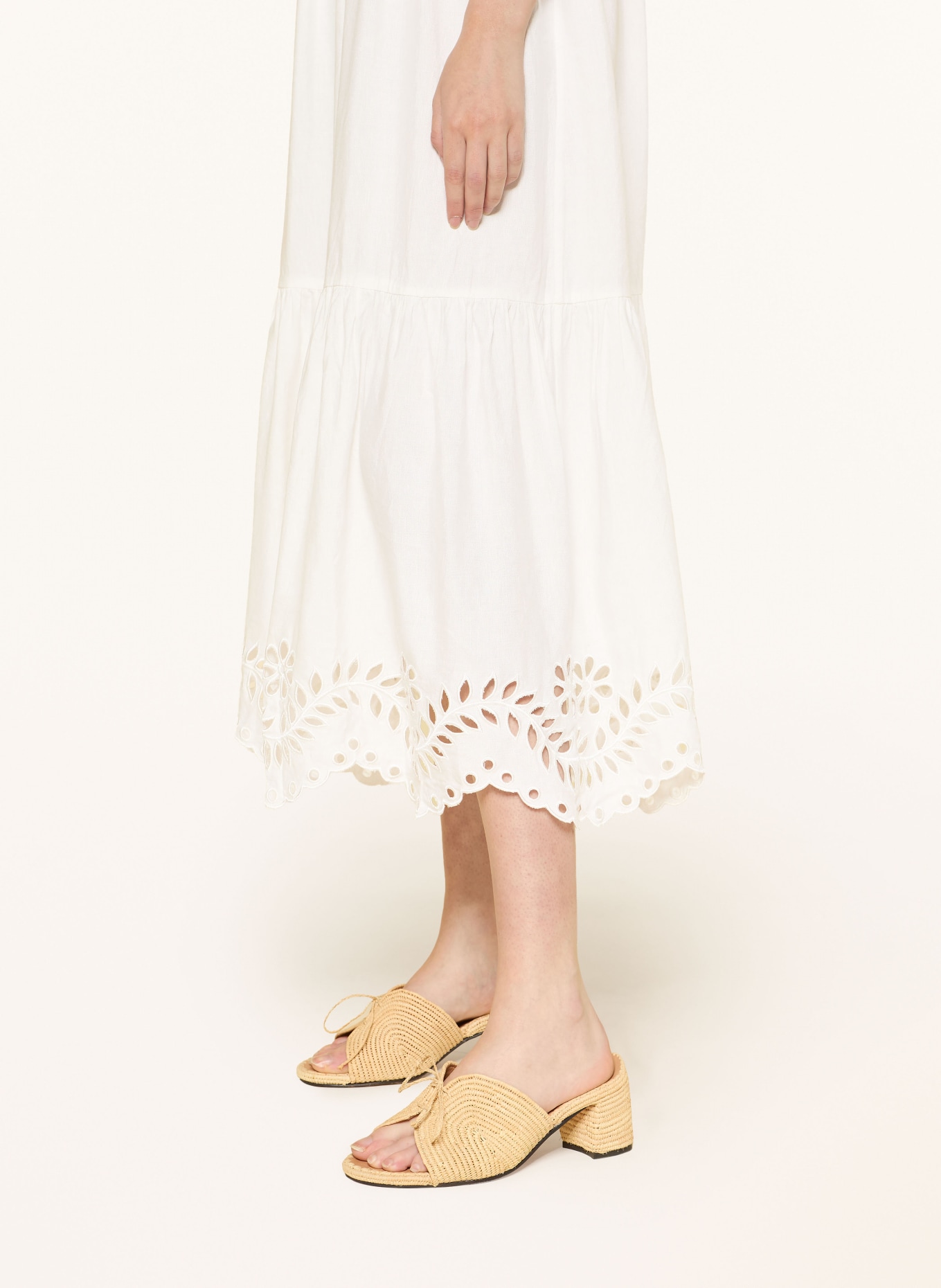 MALINA VILDA dress made of eyelet lace with linen: WHITE
