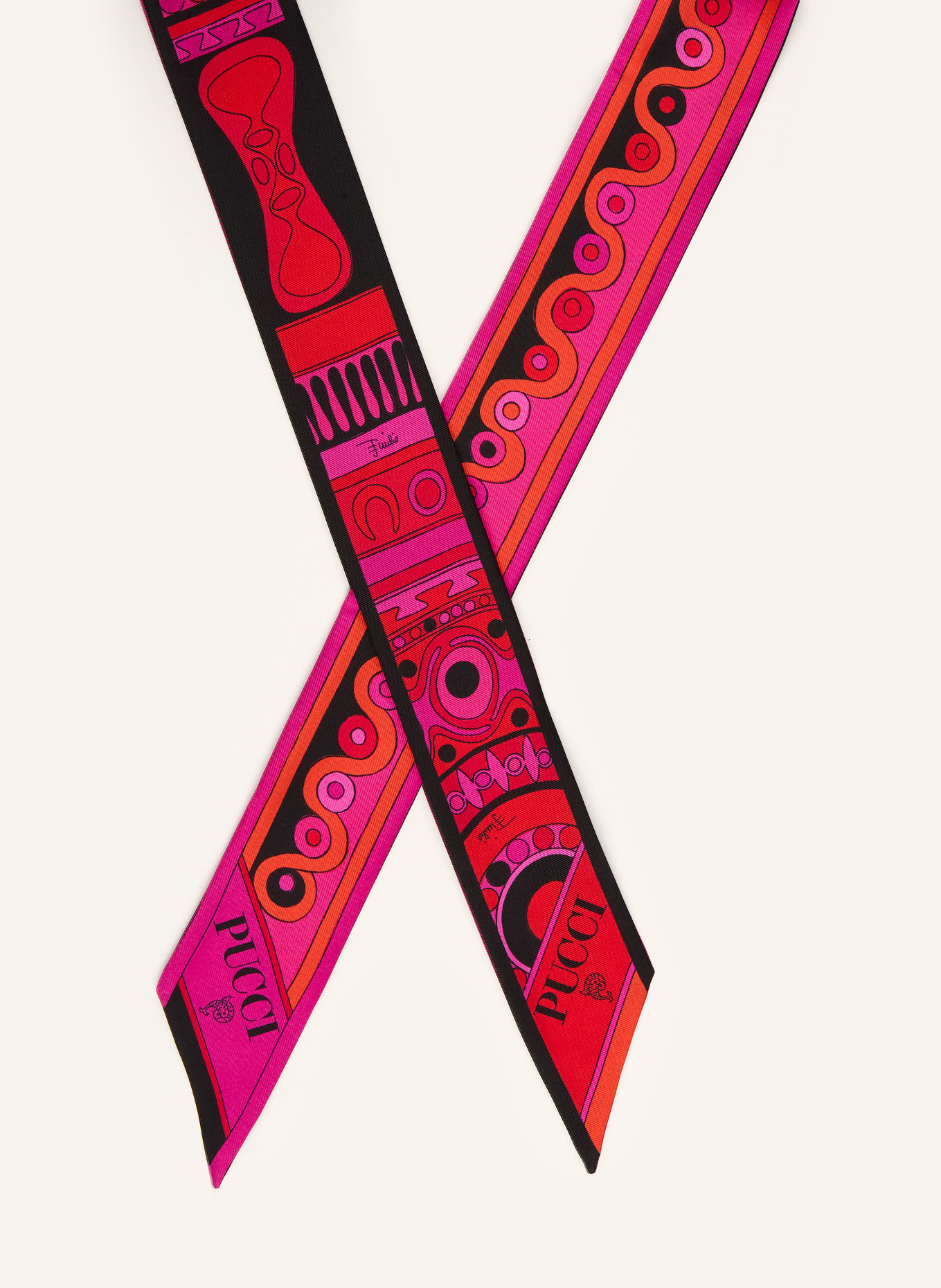 PUCCI Seidenschal: PINK / ORANGE / SCHWARZ