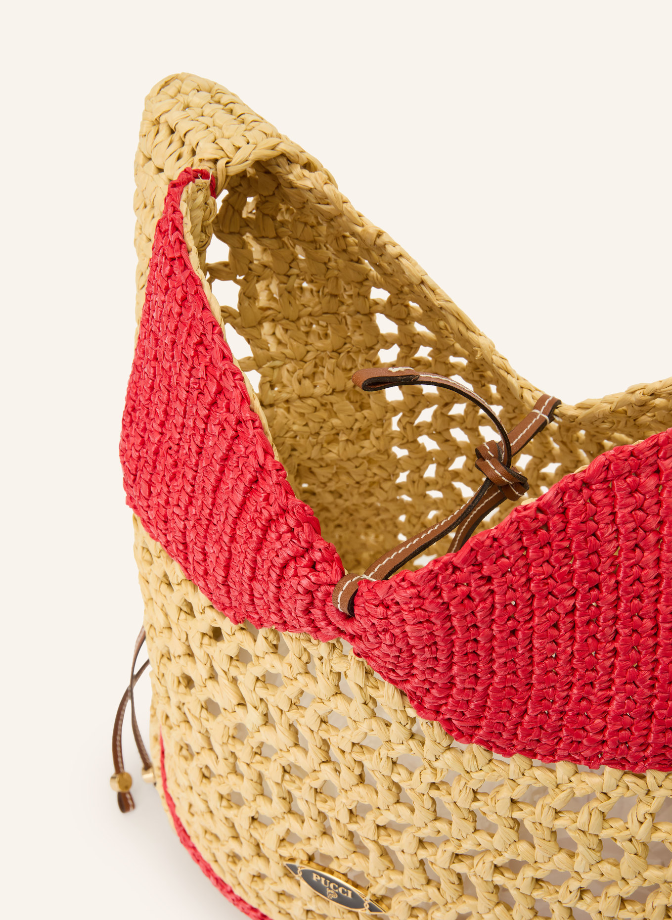 PUCCI PONTOVA Tote Bag: LIGHT BROWN / RED
