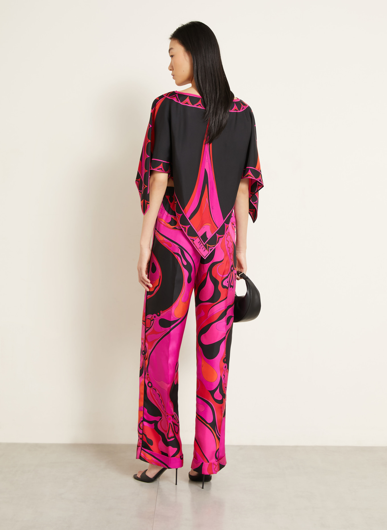 PUCCI Blusenshirt aus Seide mit 3/4-Arm: PINK / ROT / SCHWARZ