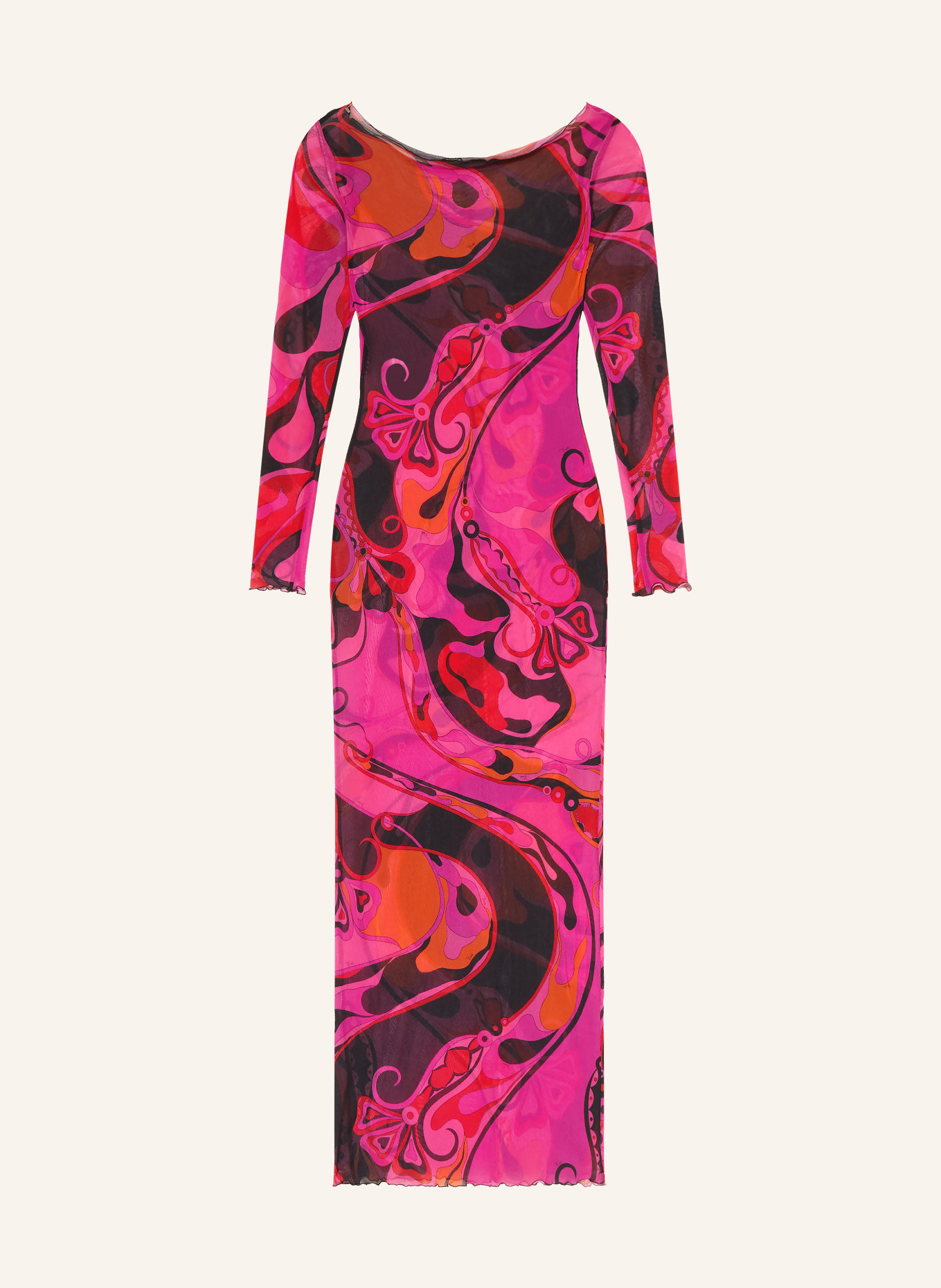 PUCCI Mesh-Kleid: PINK / ORANGE / SCHWARZ