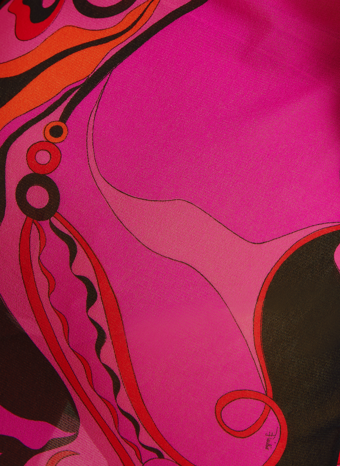 PUCCI Mesh-Kleid: PINK / ORANGE / SCHWARZ
