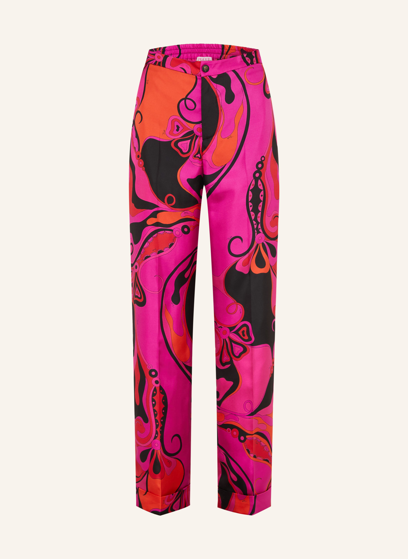 PUCCI Silk pants: PINK / ORANGE / BLACK