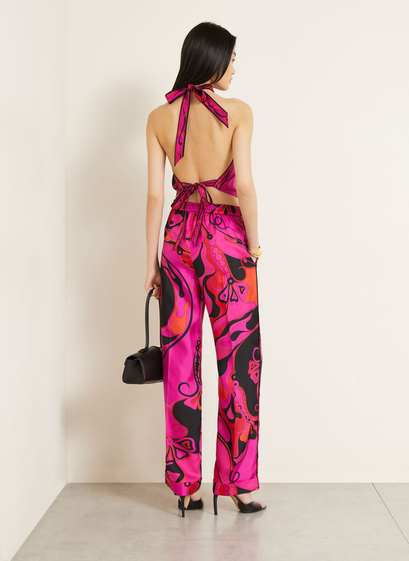 PUCCI Silk pants: PINK / ORANGE / BLACK