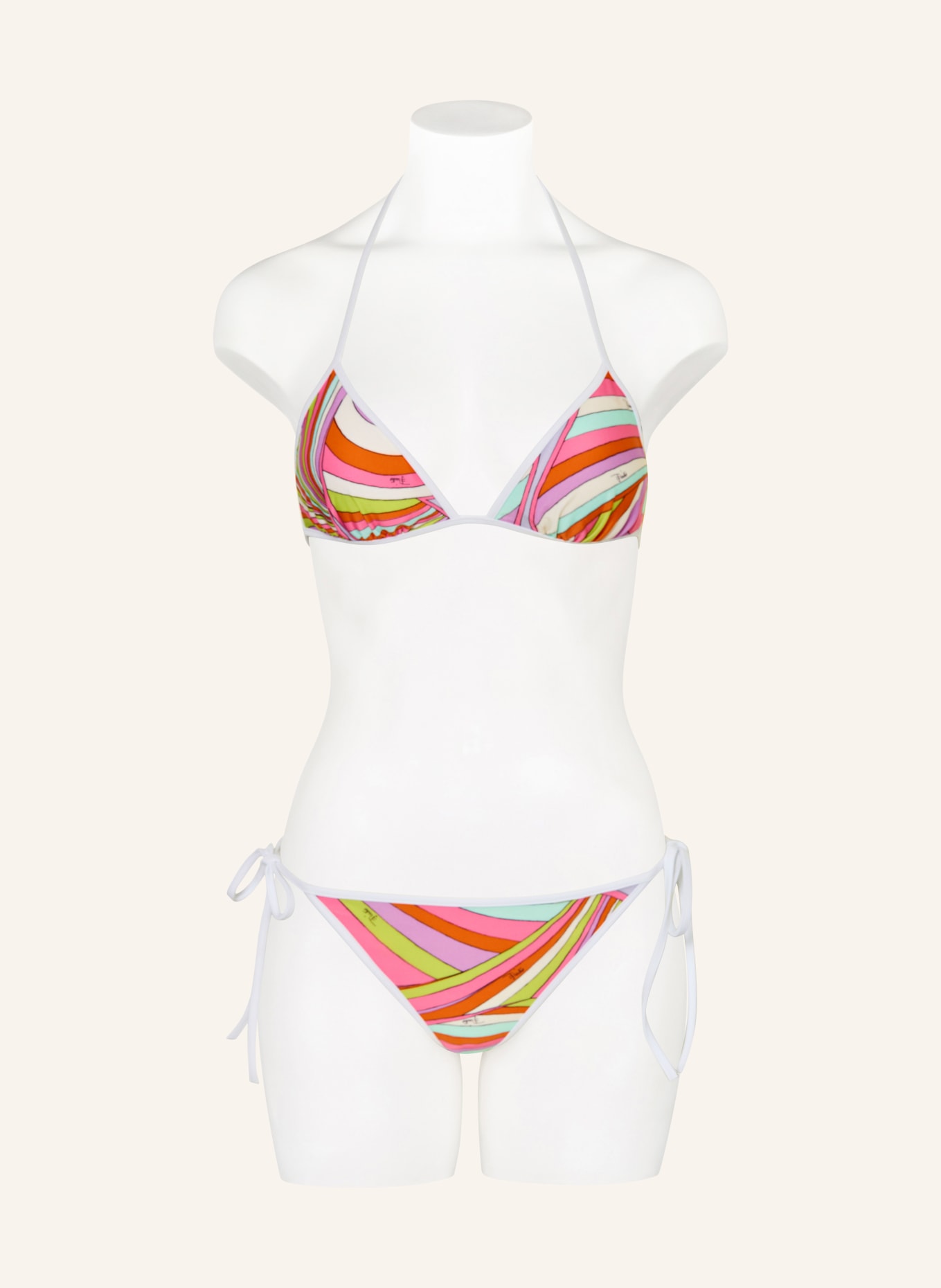 PUCCI Triangel-Bikini-Hose: PINK / ORANGE / TÜRKIS