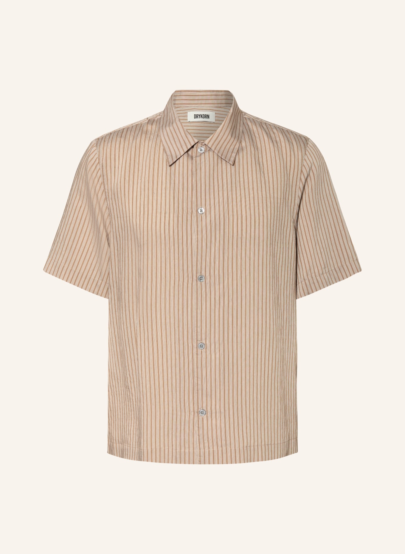 DRYKORN Kurzarm-Hemd MERYN Comfort Fit: HELLBRAUN / BRAUN / SCHWARZ
