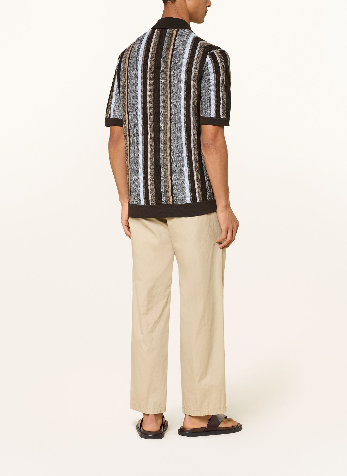 DRYKORN Strikket poloshirt NIIVAN Regular Fit: SORT / GRÅ / LYSEBLÅ