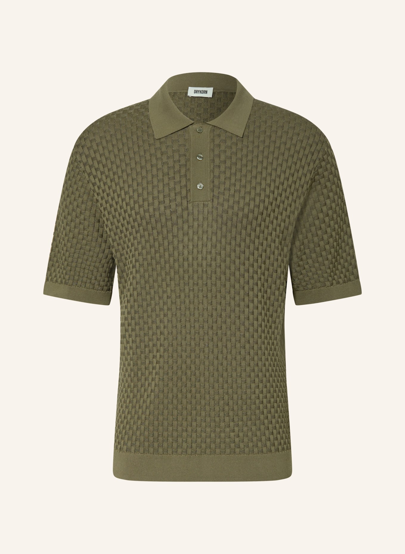 DRYKORN Strikket poloshirt TAMIAN Relaxed Fit: OLIVEN