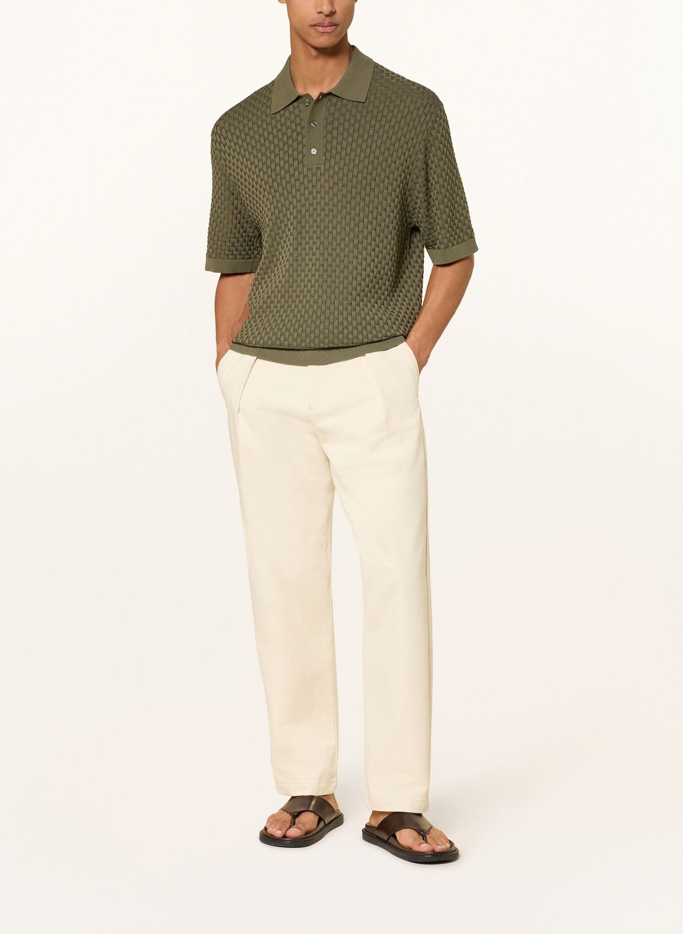 DRYKORN Strikket poloshirt TAMIAN Relaxed Fit: OLIVEN