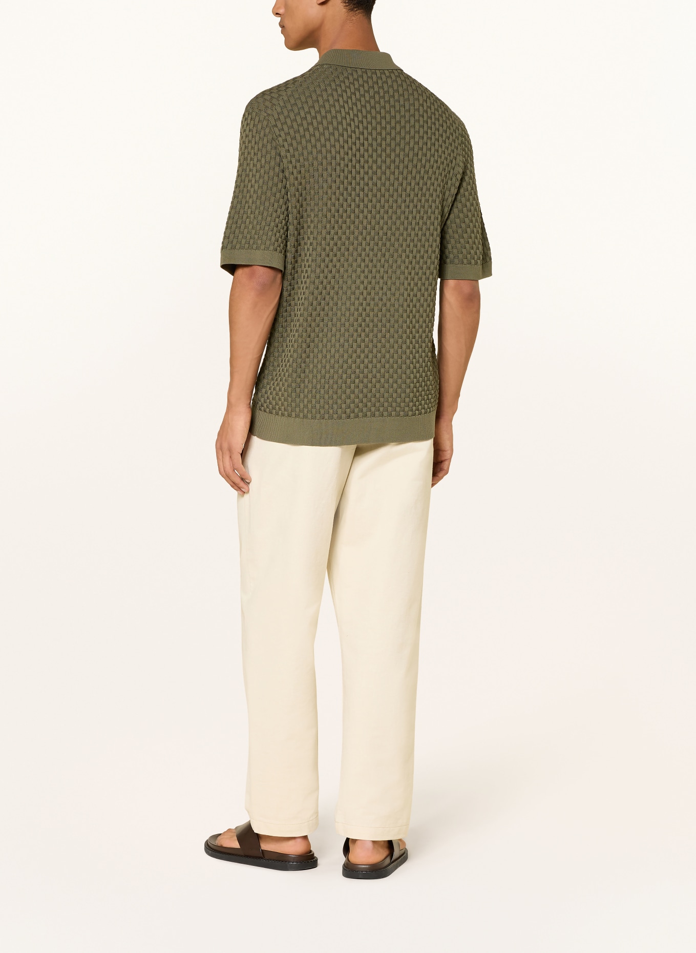 DRYKORN Strikket poloshirt TAMIAN Relaxed Fit: OLIVEN