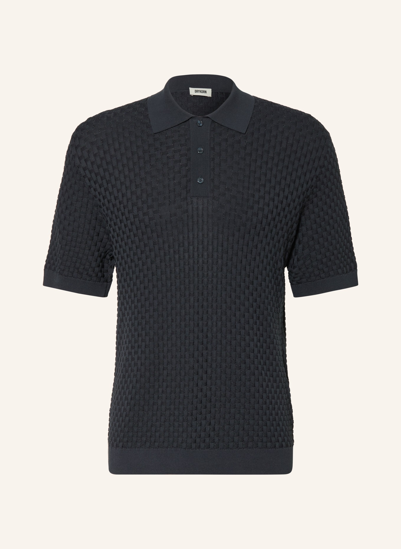 DRYKORN Strikket poloshirt TAMIAN Relaxed Fit: MØRKEBLÅ