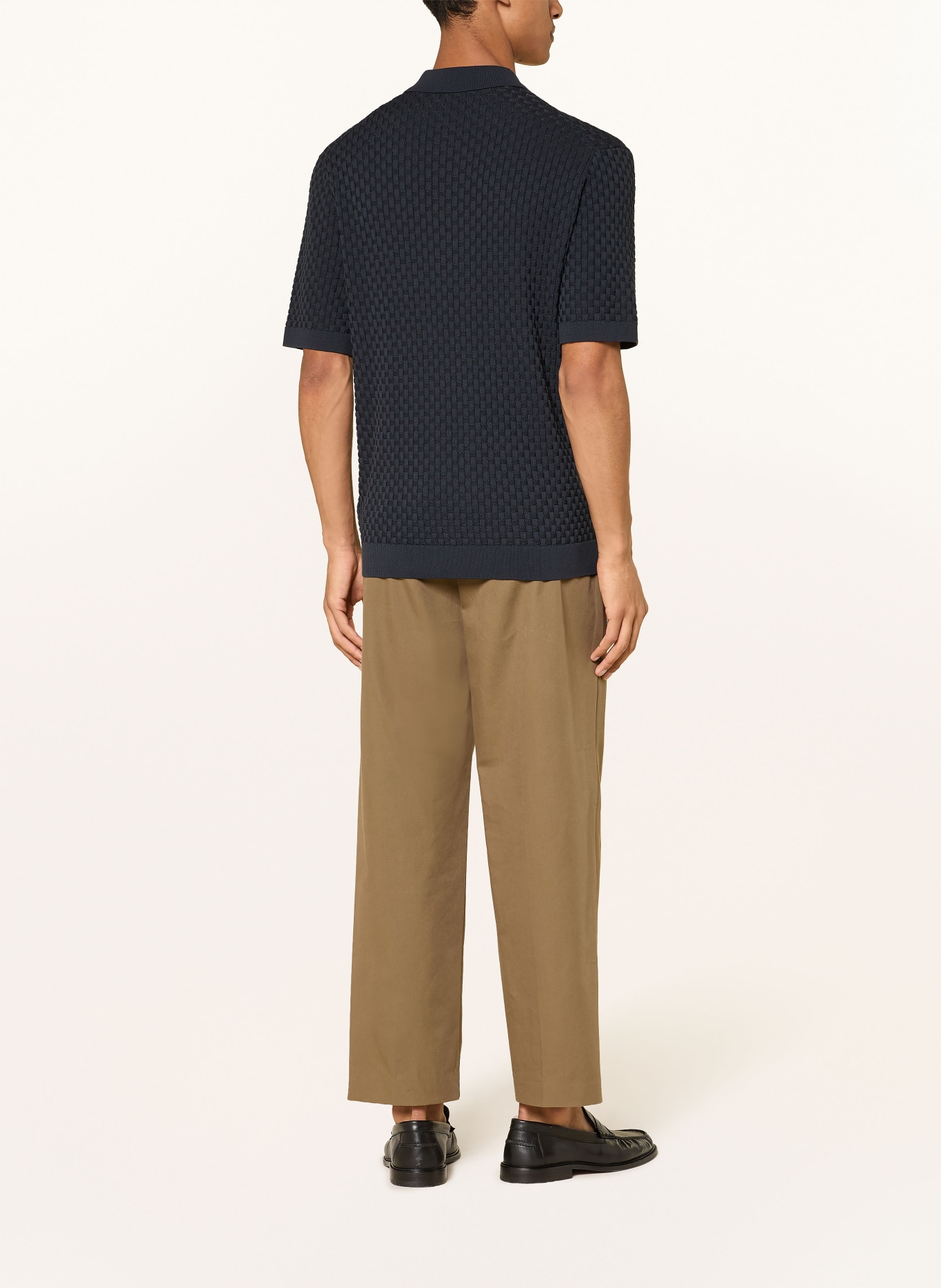 DRYKORN Strikket poloshirt TAMIAN Relaxed Fit: MØRKEBLÅ