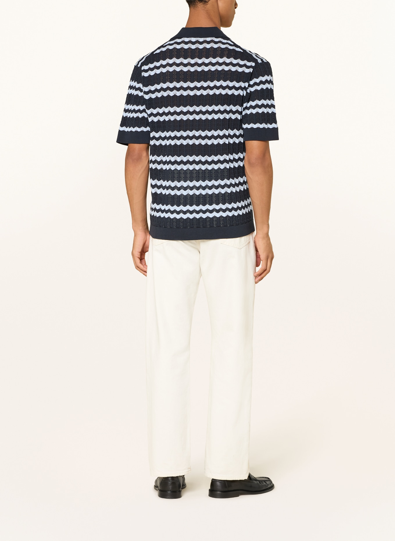 DRYKORN Strikket poloshirt LAURENZZO Regular Fit: MØRKEBLÅ / LYSEBLÅ