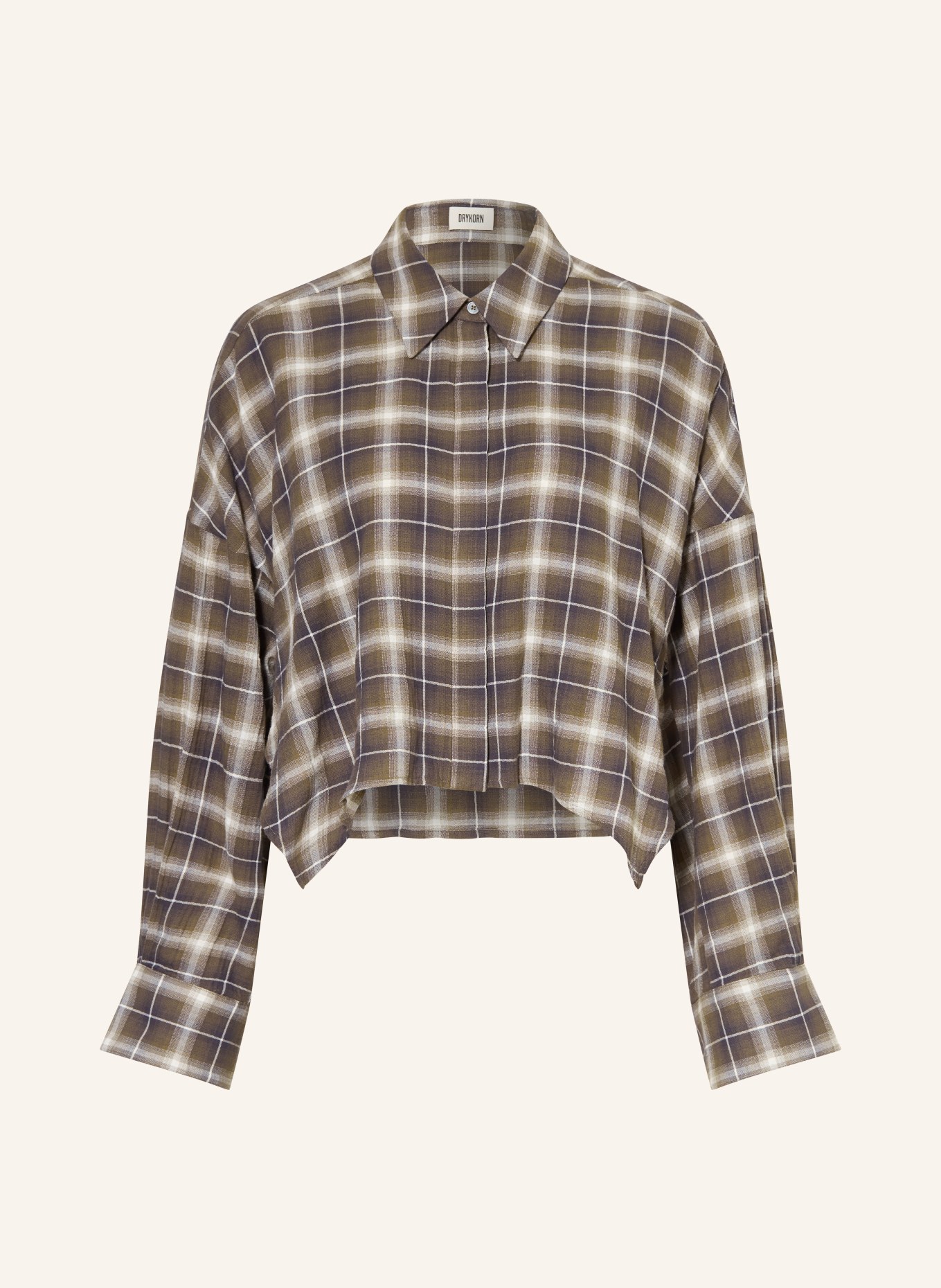 DRYKORN Skjortebluse OSHIA: KHAKI / OLIVEN / HVID