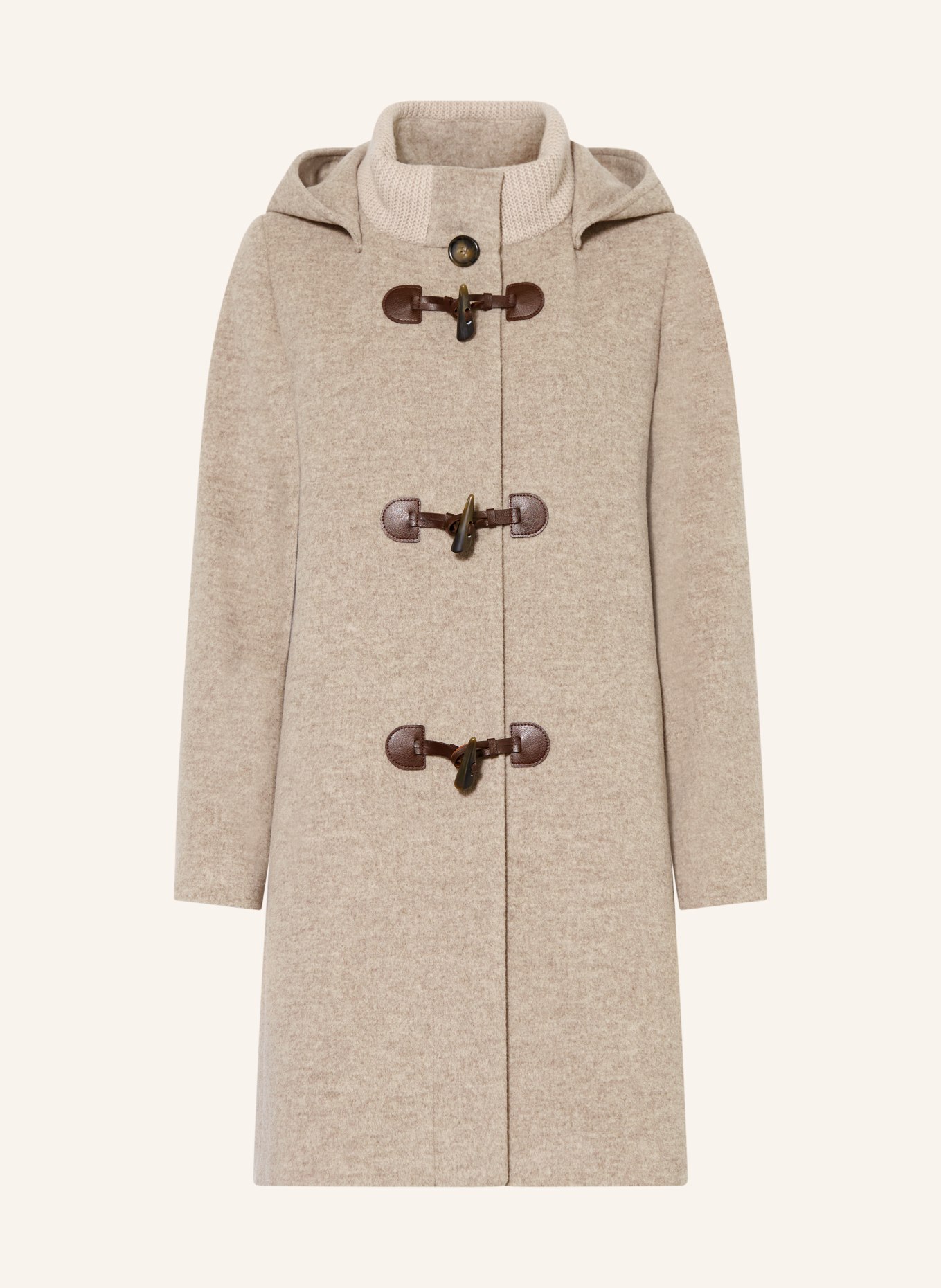 ICONS CINZIA ROCCA Duffle-coat en mélange de matières: GRIS / MARRON FONCÉ