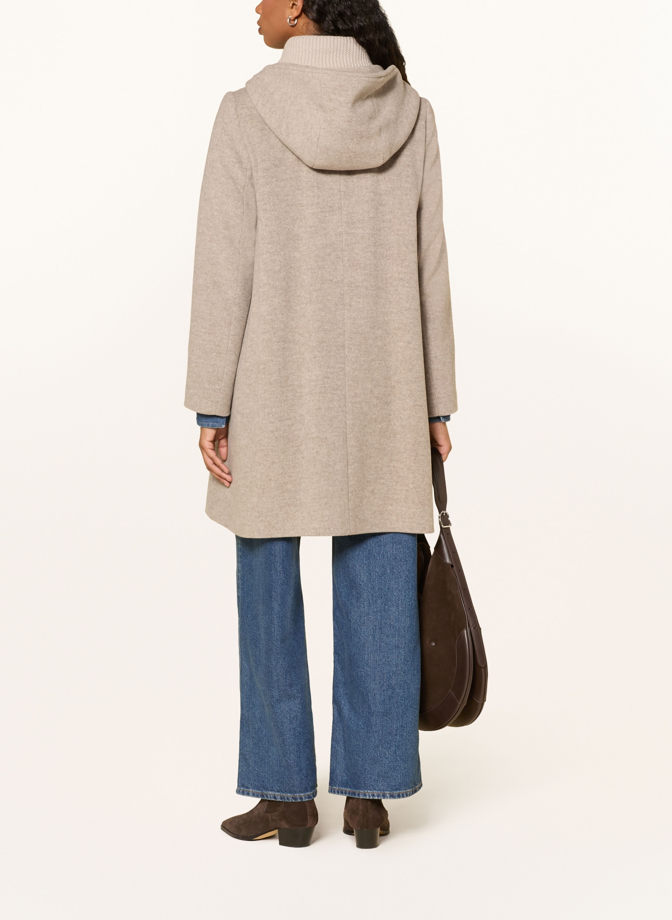 ICONS CINZIA ROCCA Duffle-coat en mélange de matières: GRIS / MARRON FONCÉ
