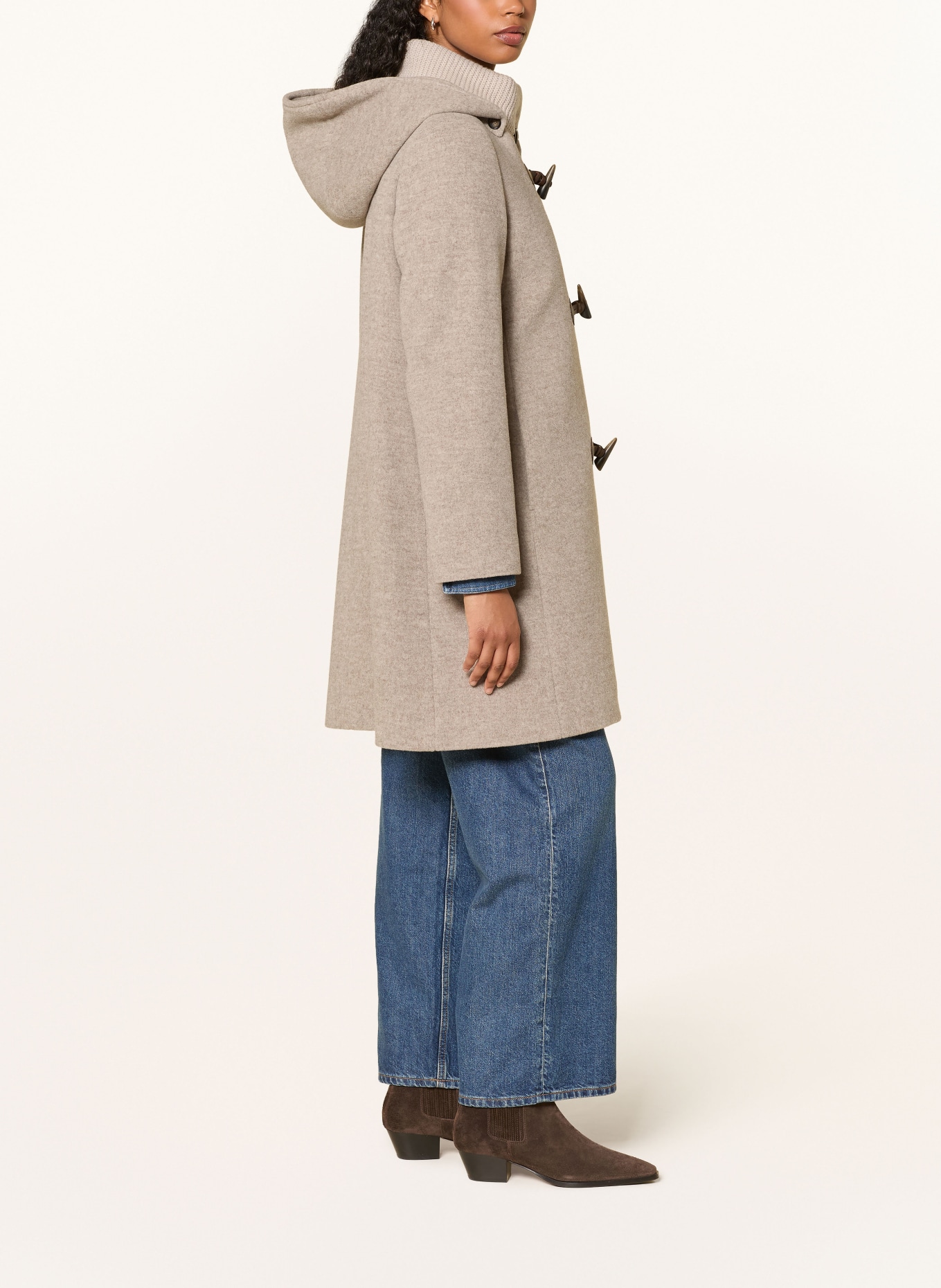 ICONS CINZIA ROCCA Duffle-coat en mélange de matières: GRIS / MARRON FONCÉ