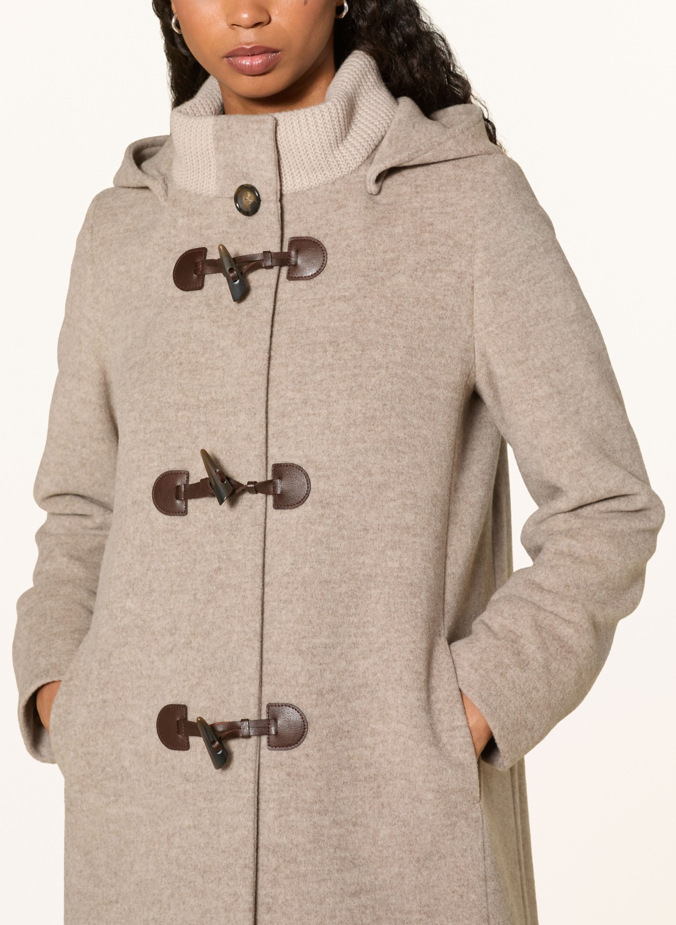 ICONS CINZIA ROCCA Duffle-coat en mélange de matières: GRIS / MARRON FONCÉ