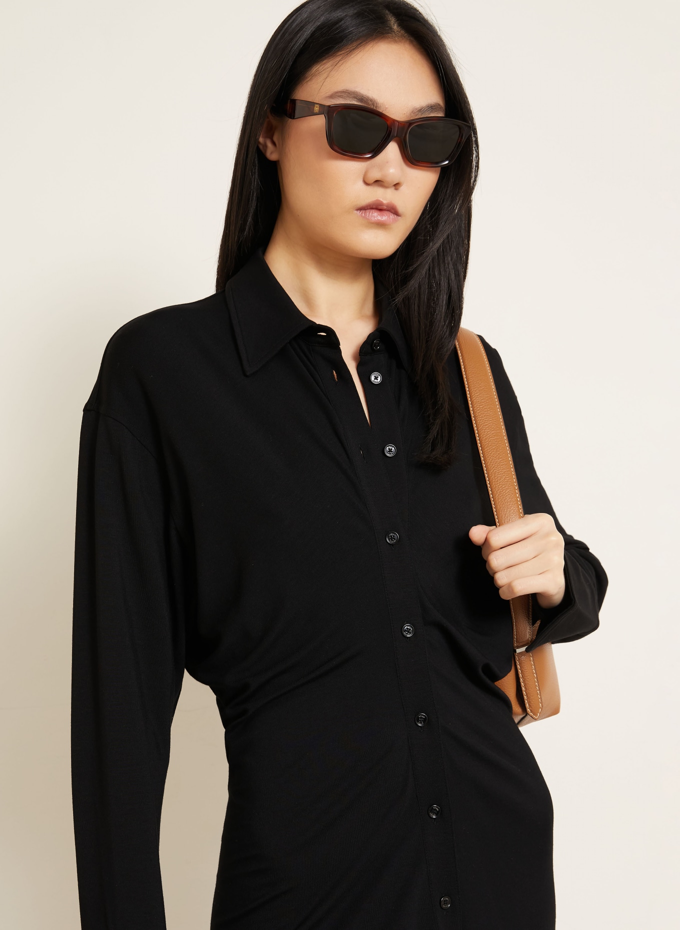TOTEME Shirt dress: BLACK