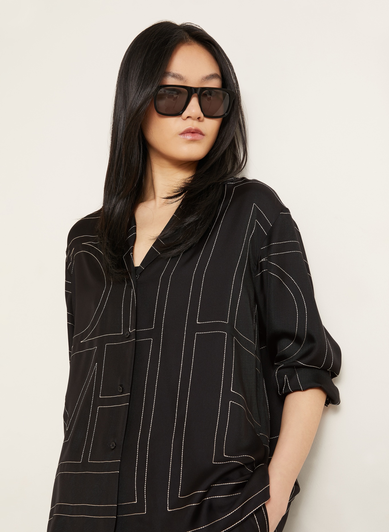 TOTEME Silk blouse: BLACK / WHITE