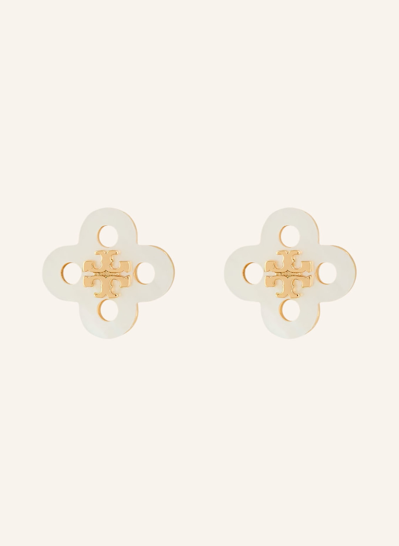 TORY BURCH Náušnice FORGET ME NOT CLOVER: ZLATÁ / BÍLÁ