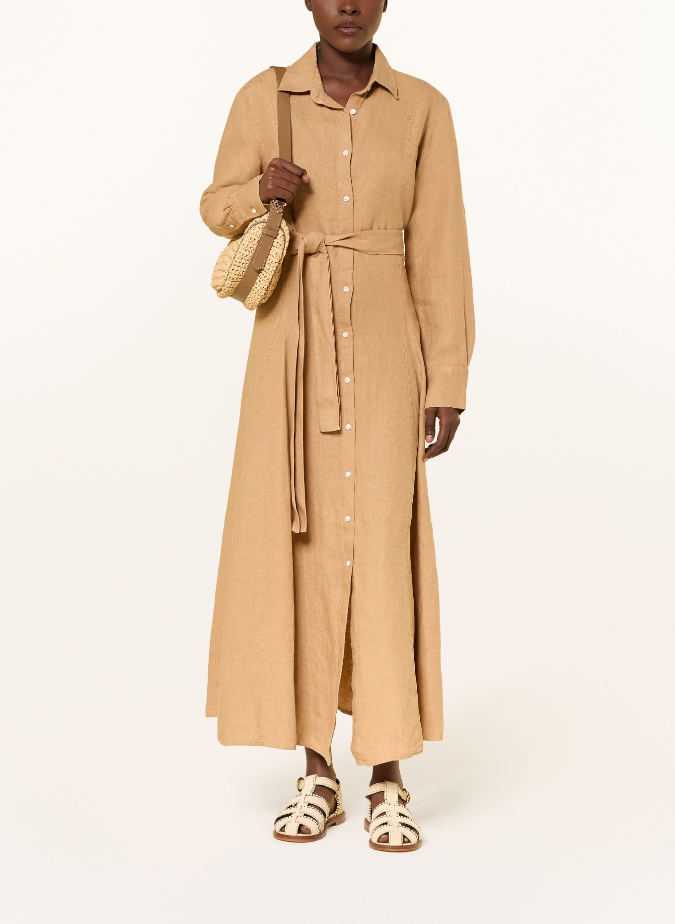 POLO RALPH LAUREN Linen shirt dress: CAMEL