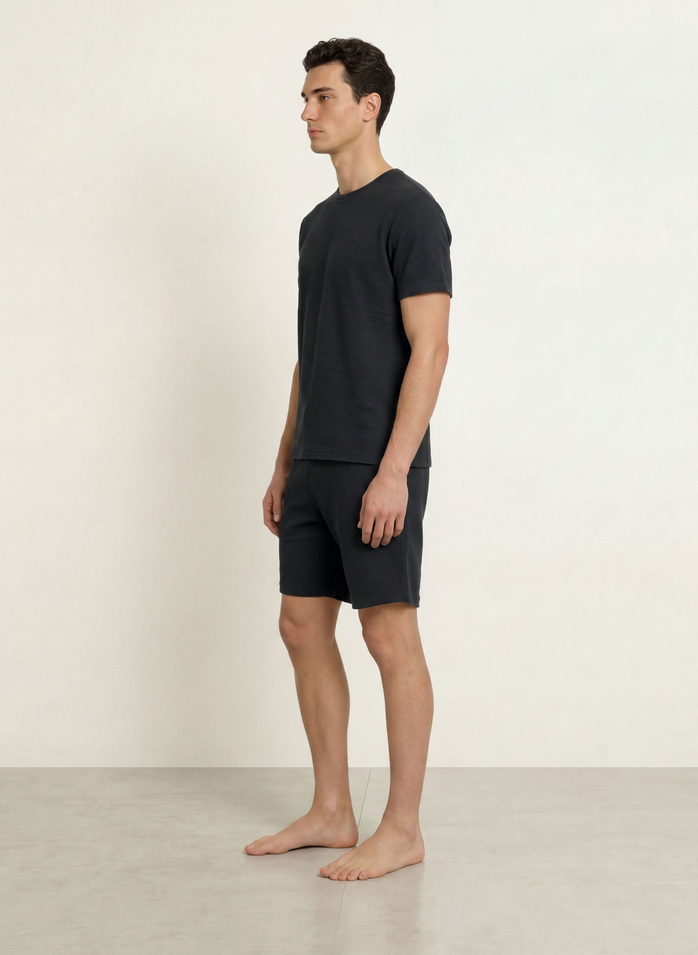 BOSS RIB Sleep Shirt: BLACK