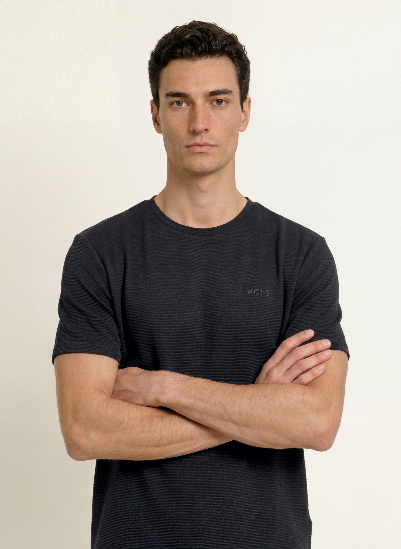 BOSS RIB Sleep Shirt: BLACK