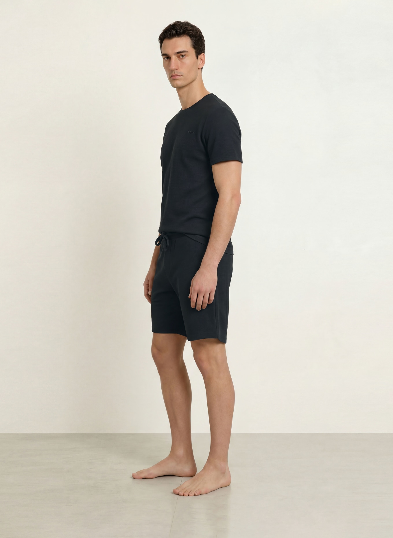 BOSS RIB Sleep Shorts: BLACK