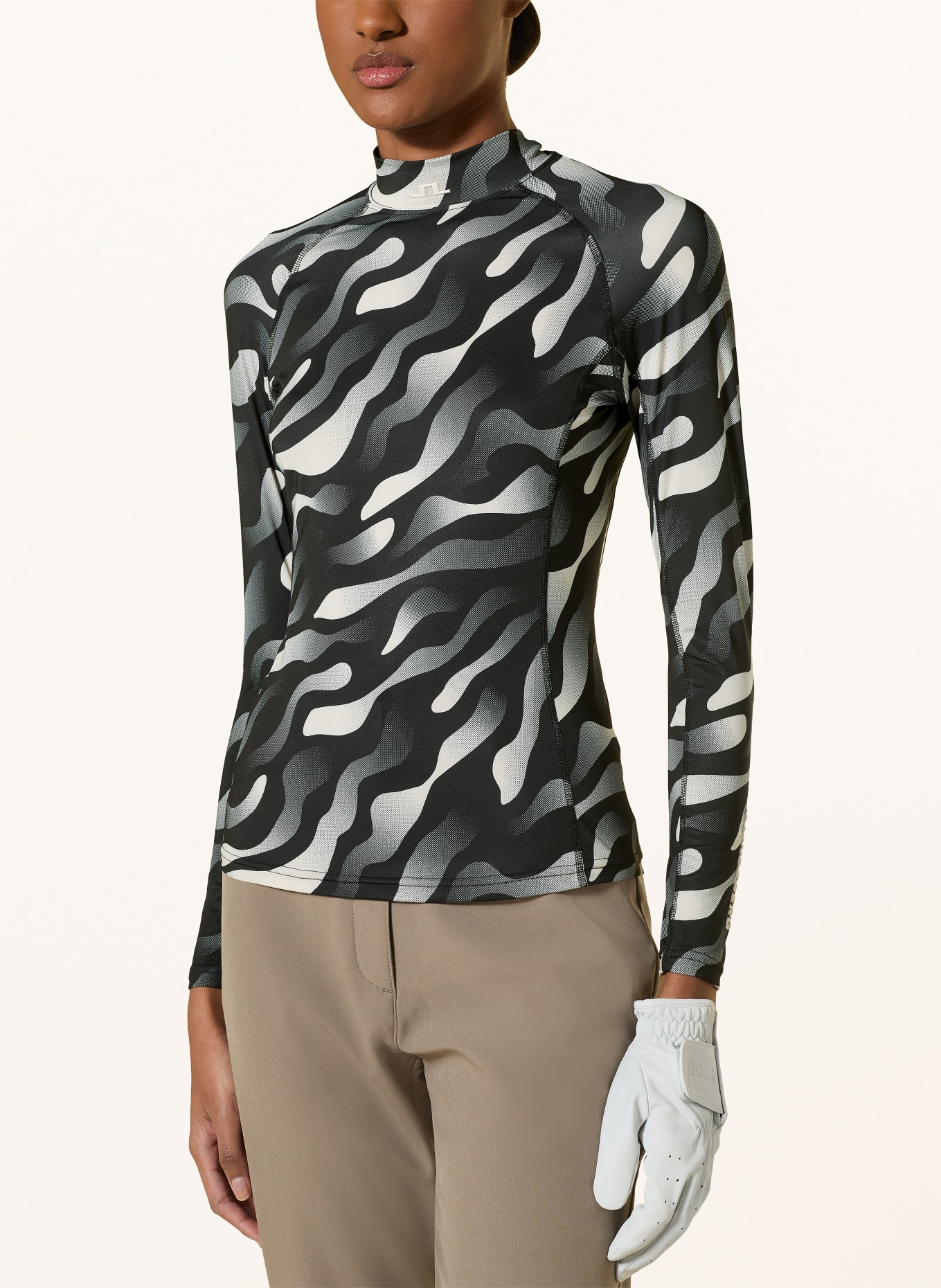 J.LINDEBERG Longsleeve: DUNKELGRAU / WEISS / SCHWARZ