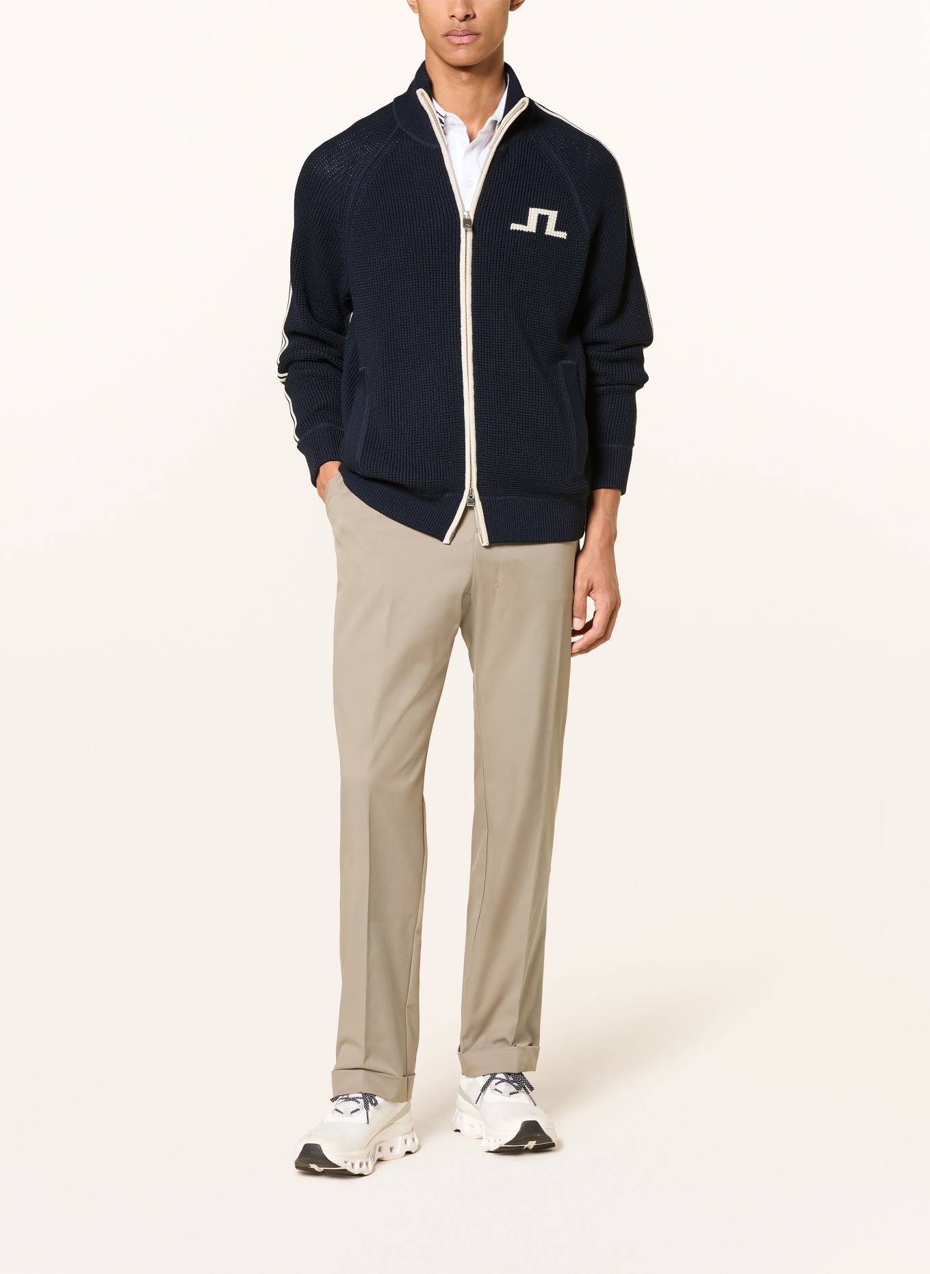 J.LINDEBERG Strickjacke: DUNKELBLAU / WEISS
