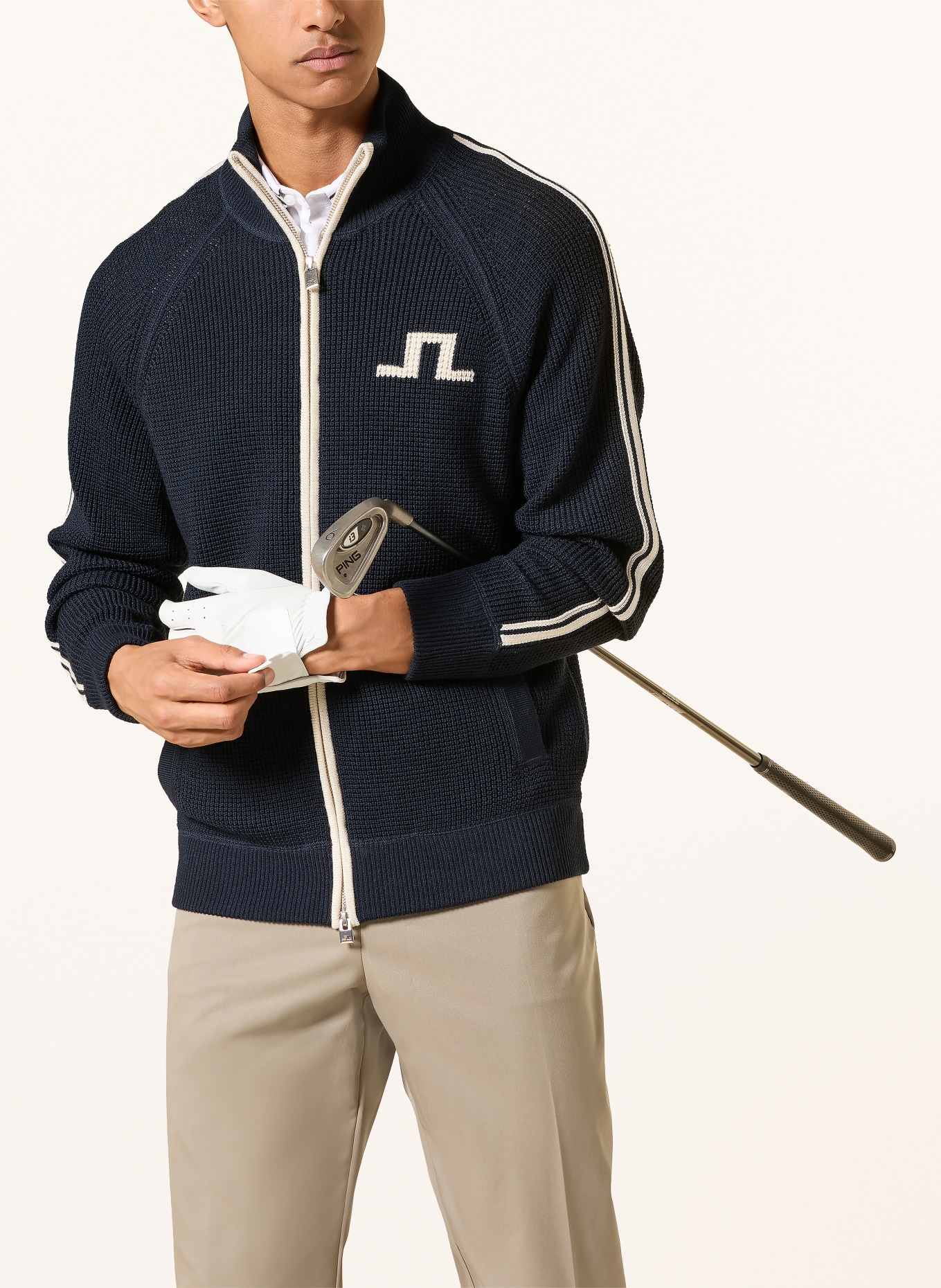 J.LINDEBERG Strickjacke: DUNKELBLAU / WEISS