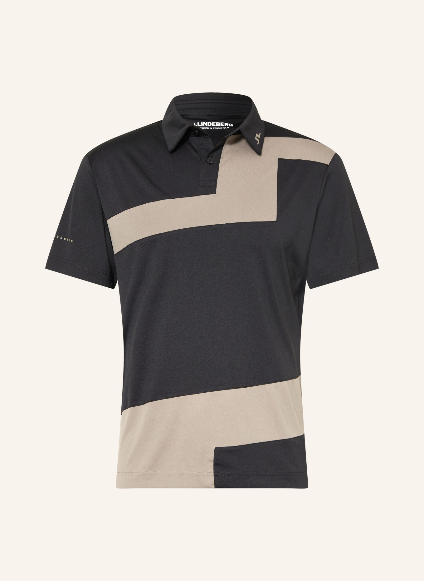 J.LINDEBERG Jersey-Polopshirt: SCHWARZ / KHAKI