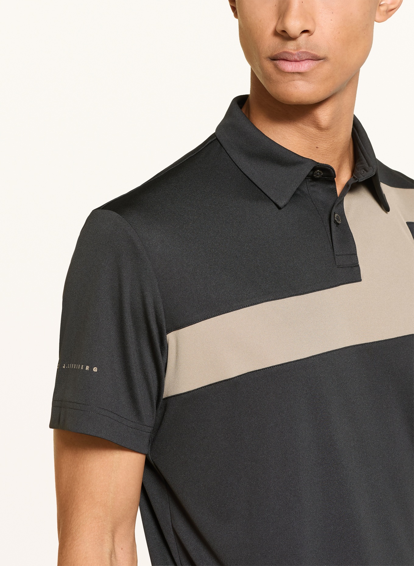 J.LINDEBERG Jersey-Polopshirt: SCHWARZ / KHAKI