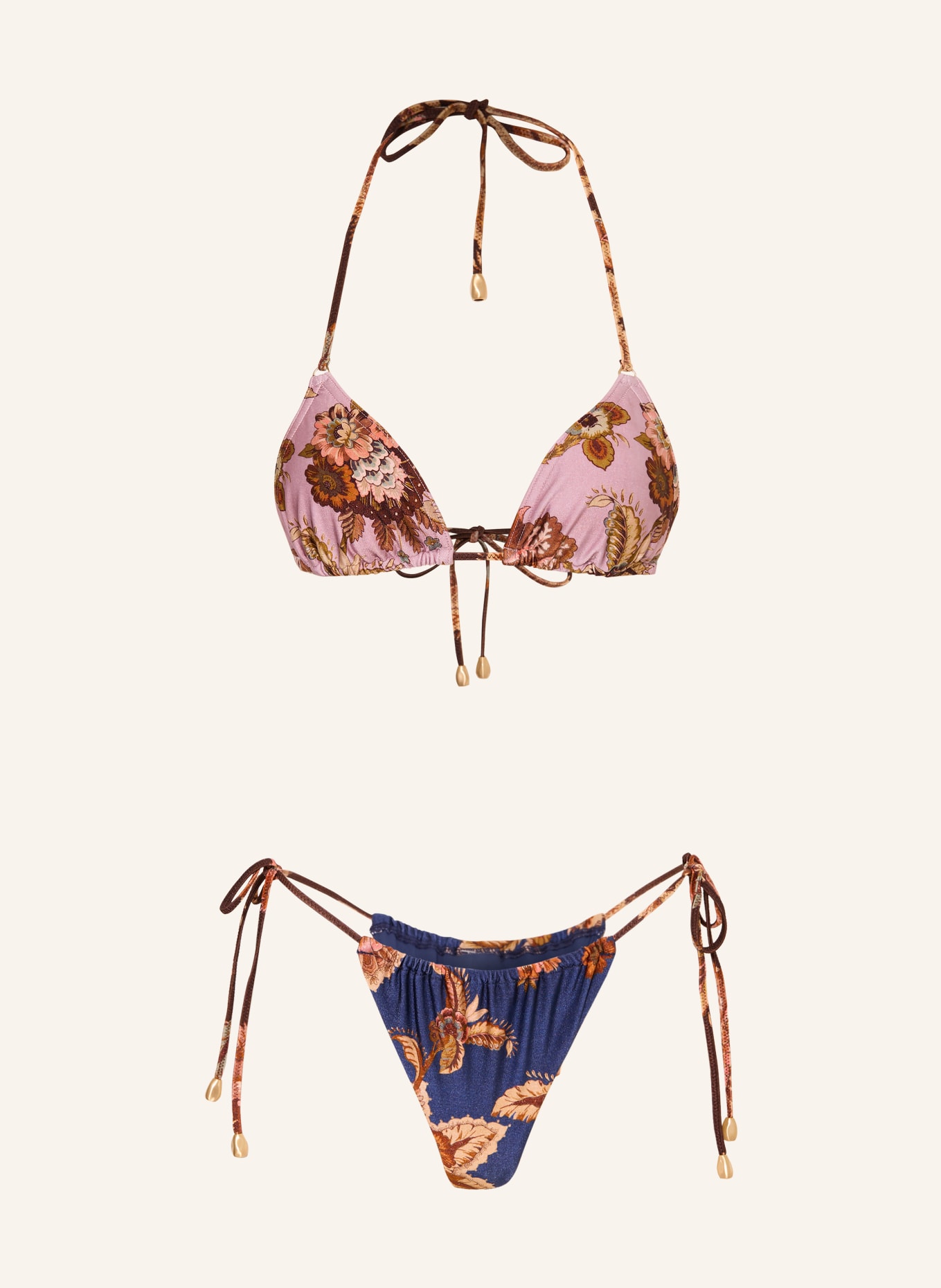ZIMMERMANN Trojúhelníkové bikiny ASTER: TMAVĚ MODRÁ / STARORŮŽOVÁ / BÉŽOVÁ