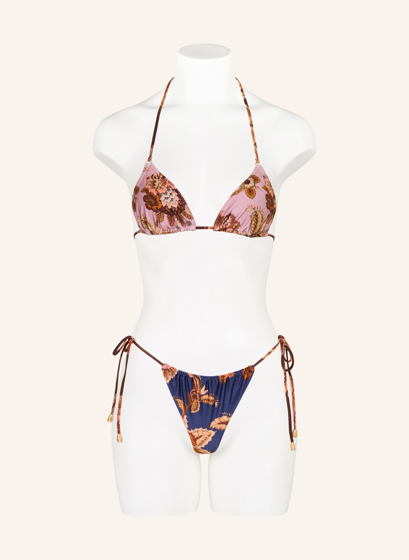 ZIMMERMANN Trojúhelníkové bikiny ASTER: TMAVĚ MODRÁ / STARORŮŽOVÁ / BÉŽOVÁ